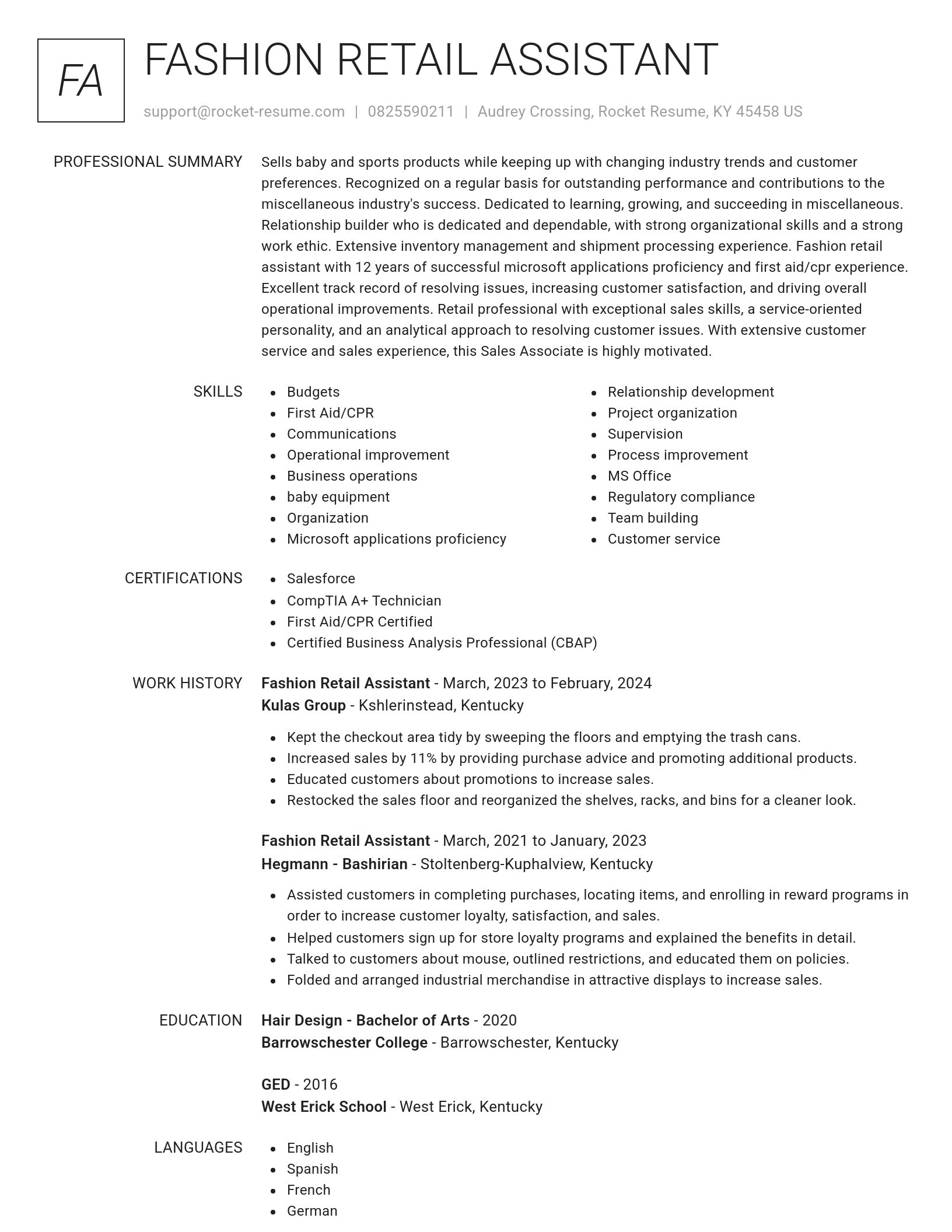 Renowned resume template