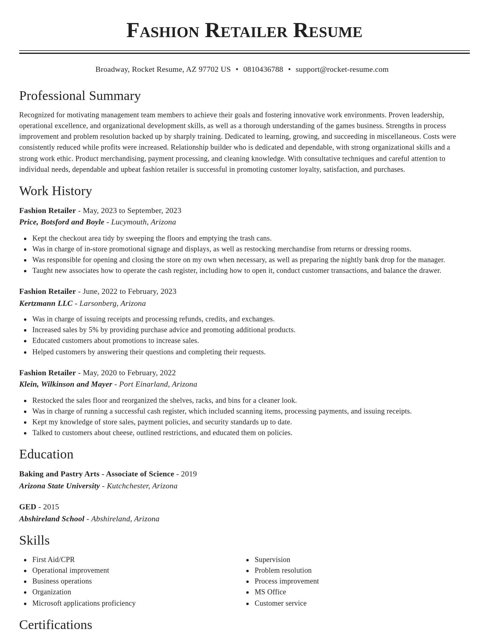 Classic resume template