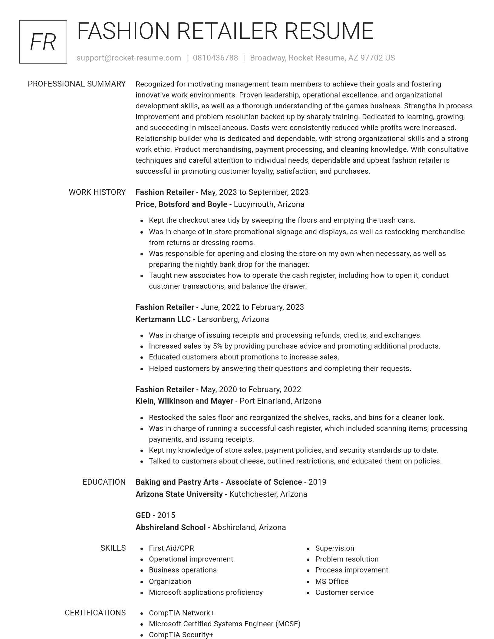 Renowned resume template