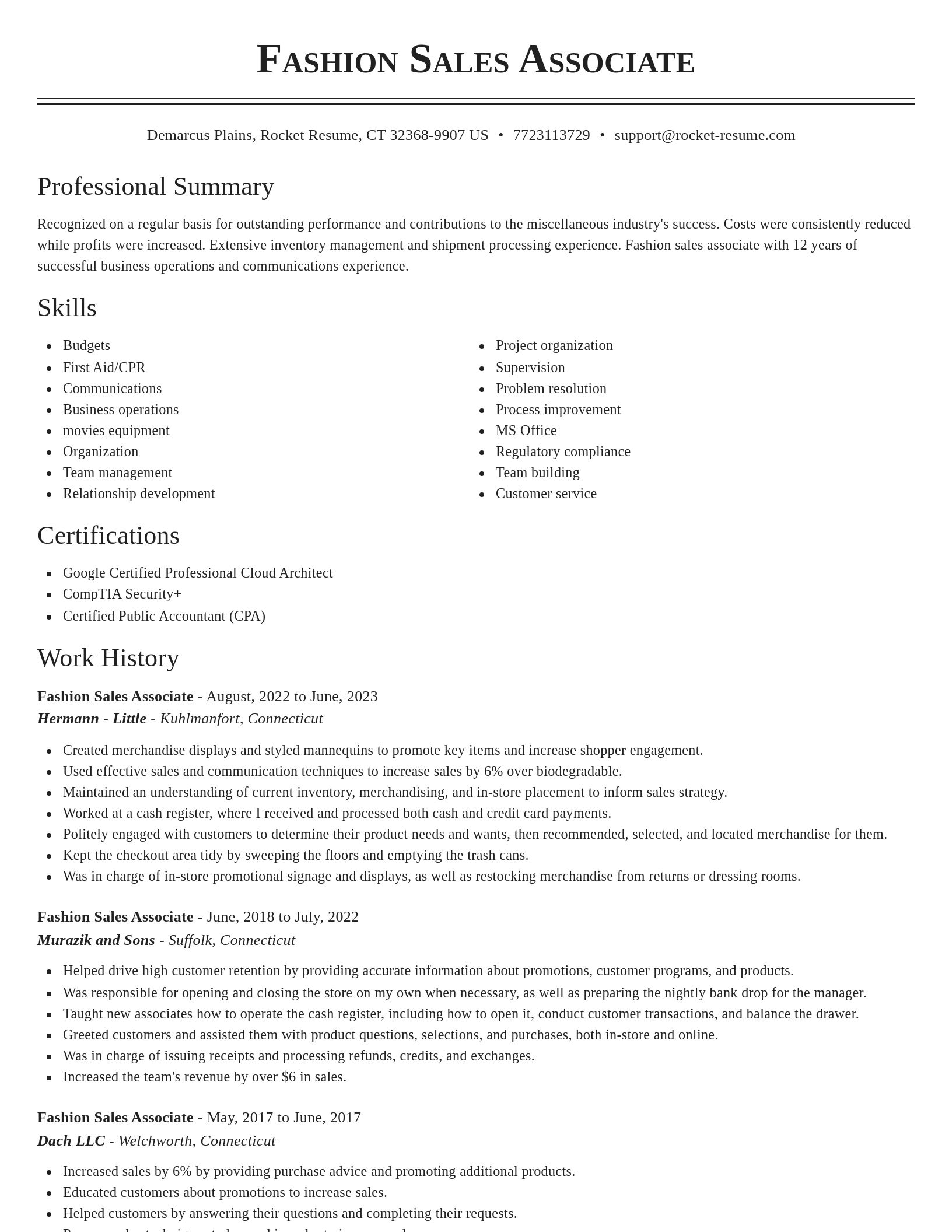 Classic resume template