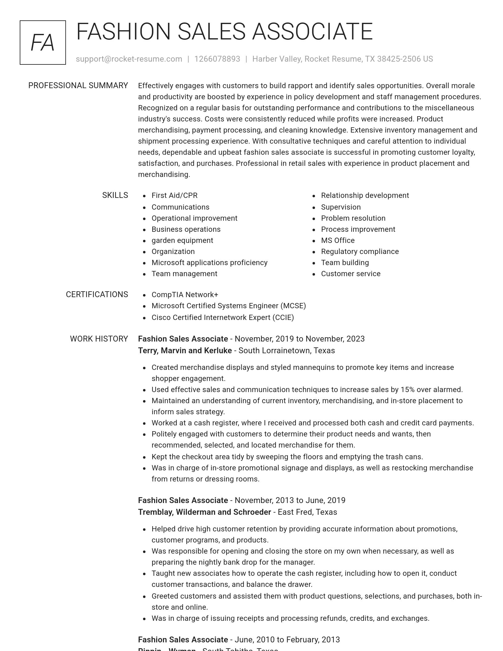 Renowned resume template
