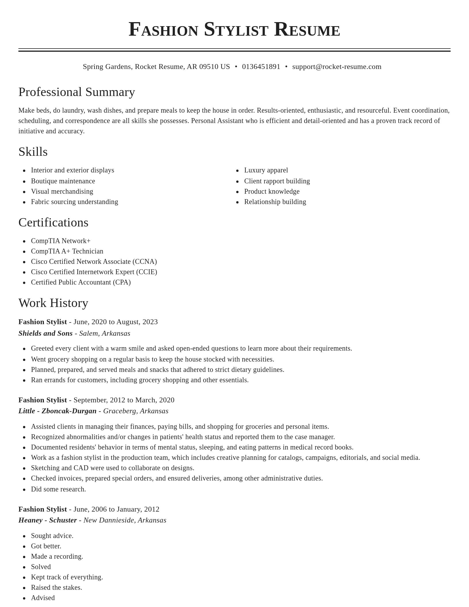 Classic resume template