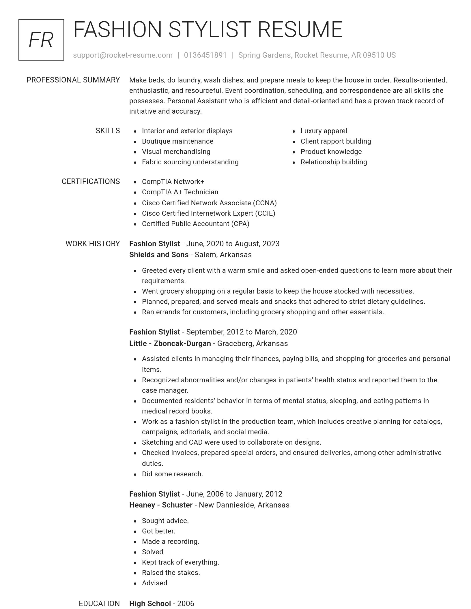 Renowned resume template