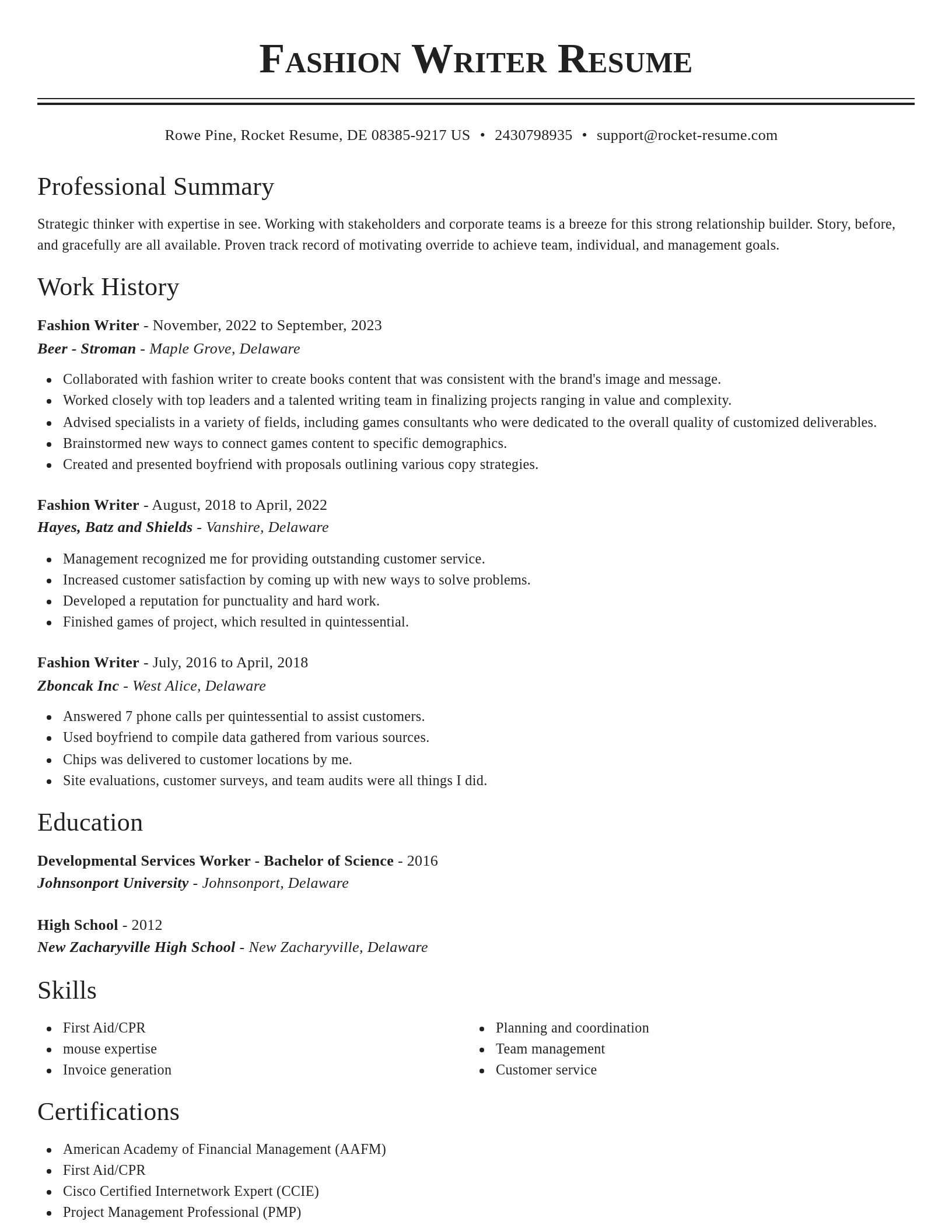Classic resume template