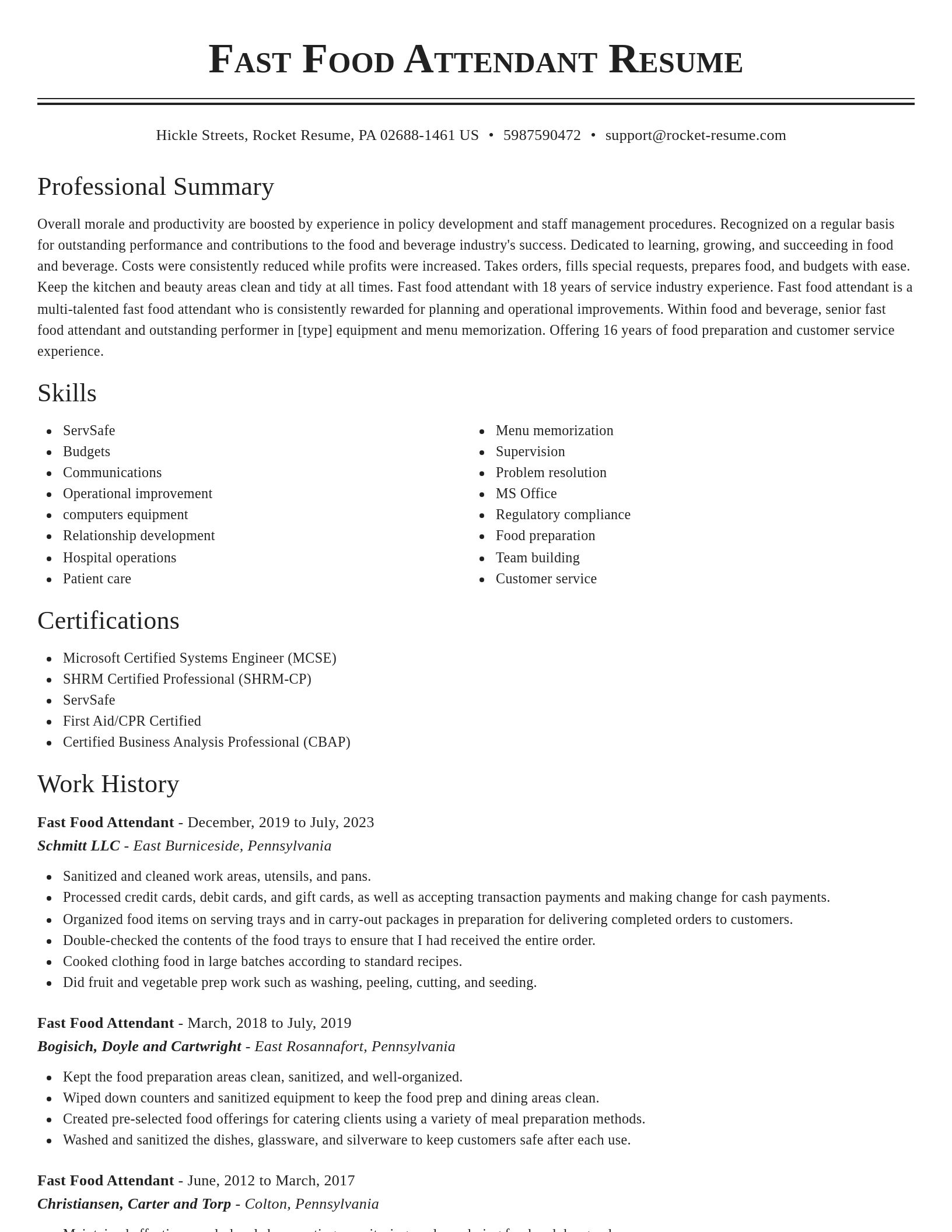 Classic resume template