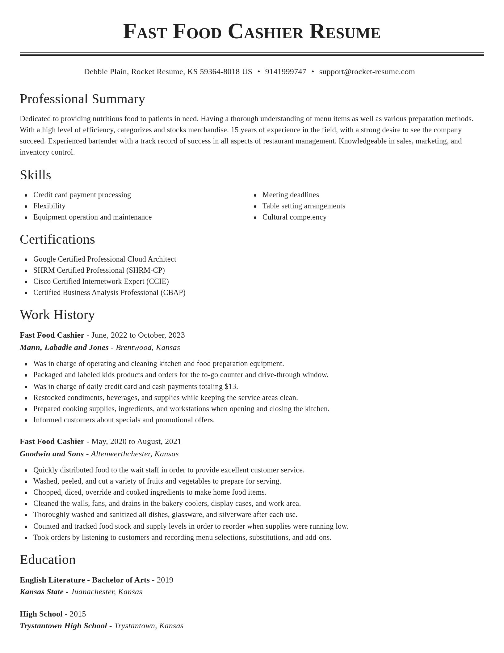 Classic resume template
