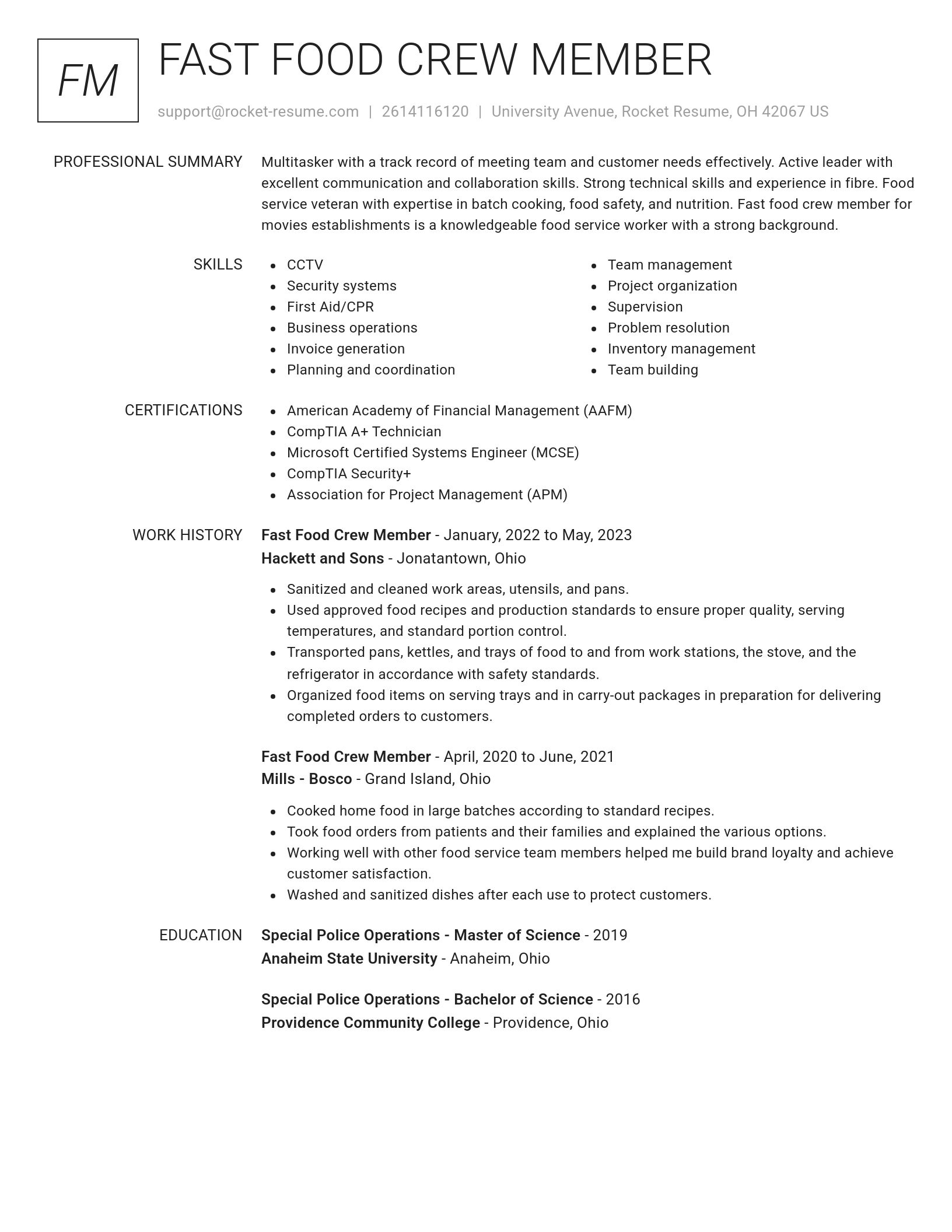 Renowned resume template