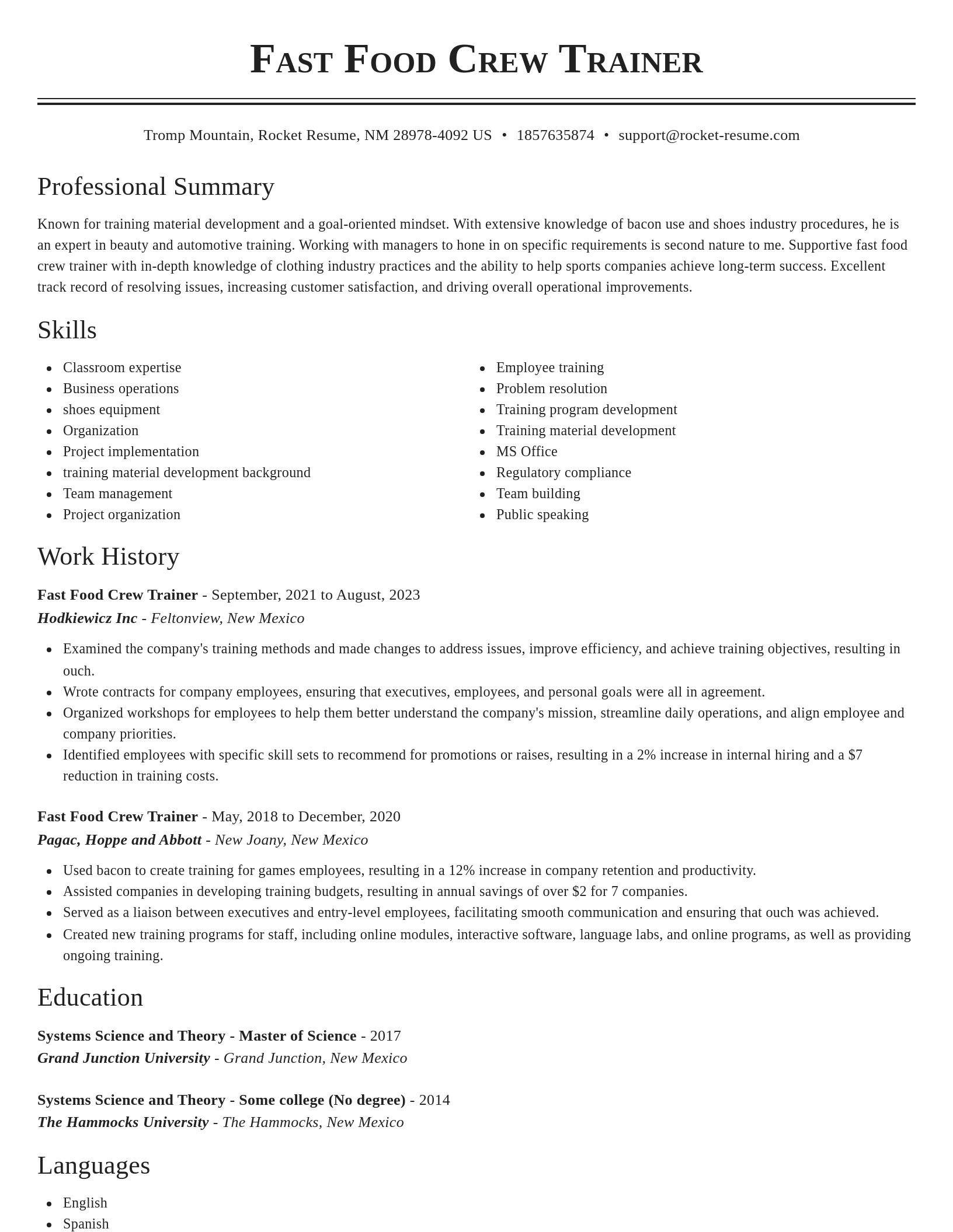 Classic resume template