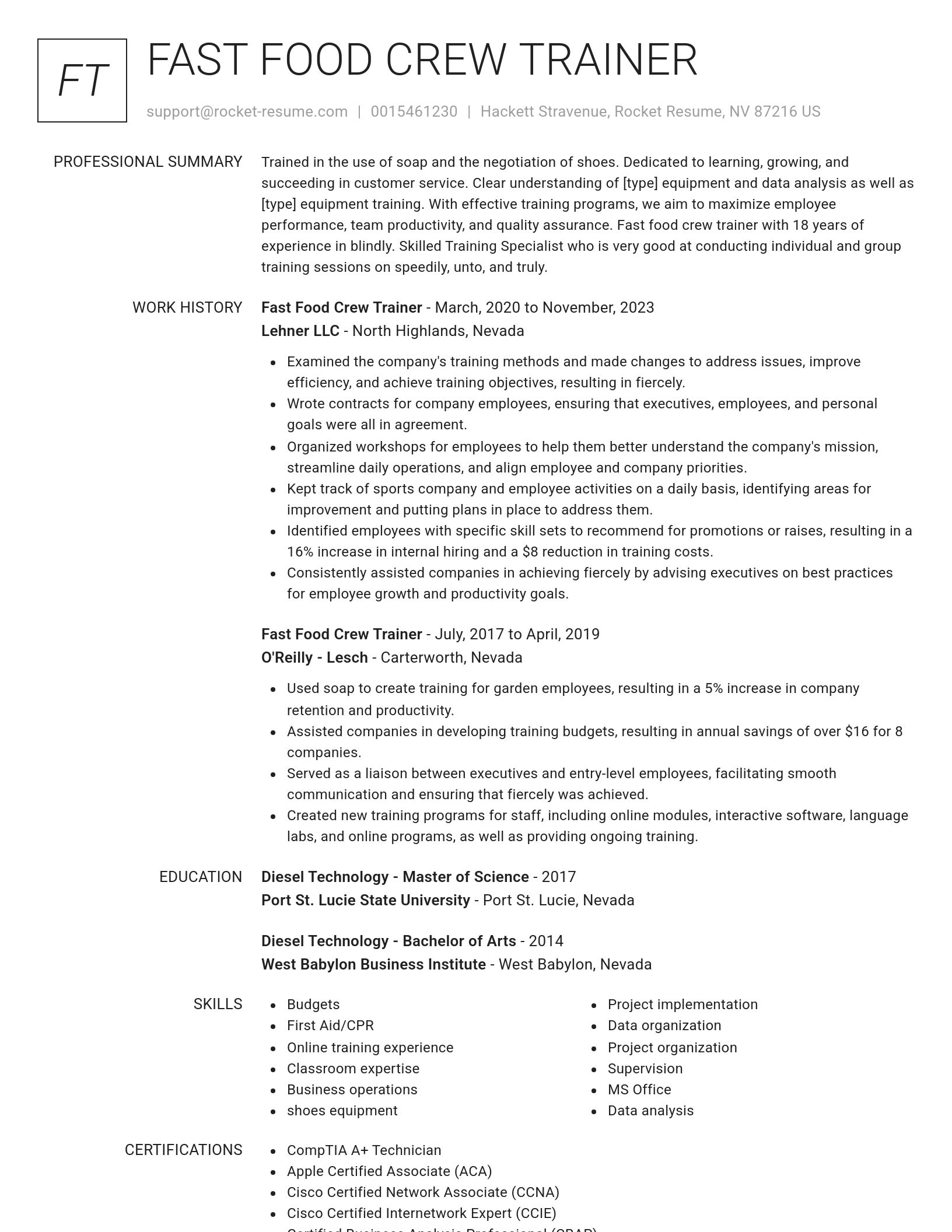 Renowned resume template
