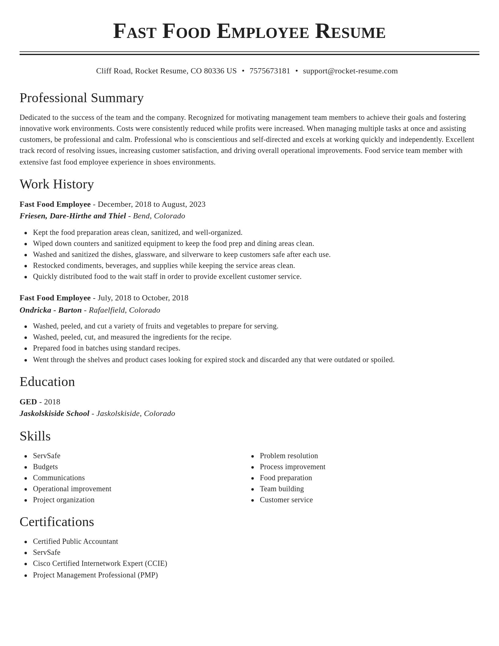 Classic resume template