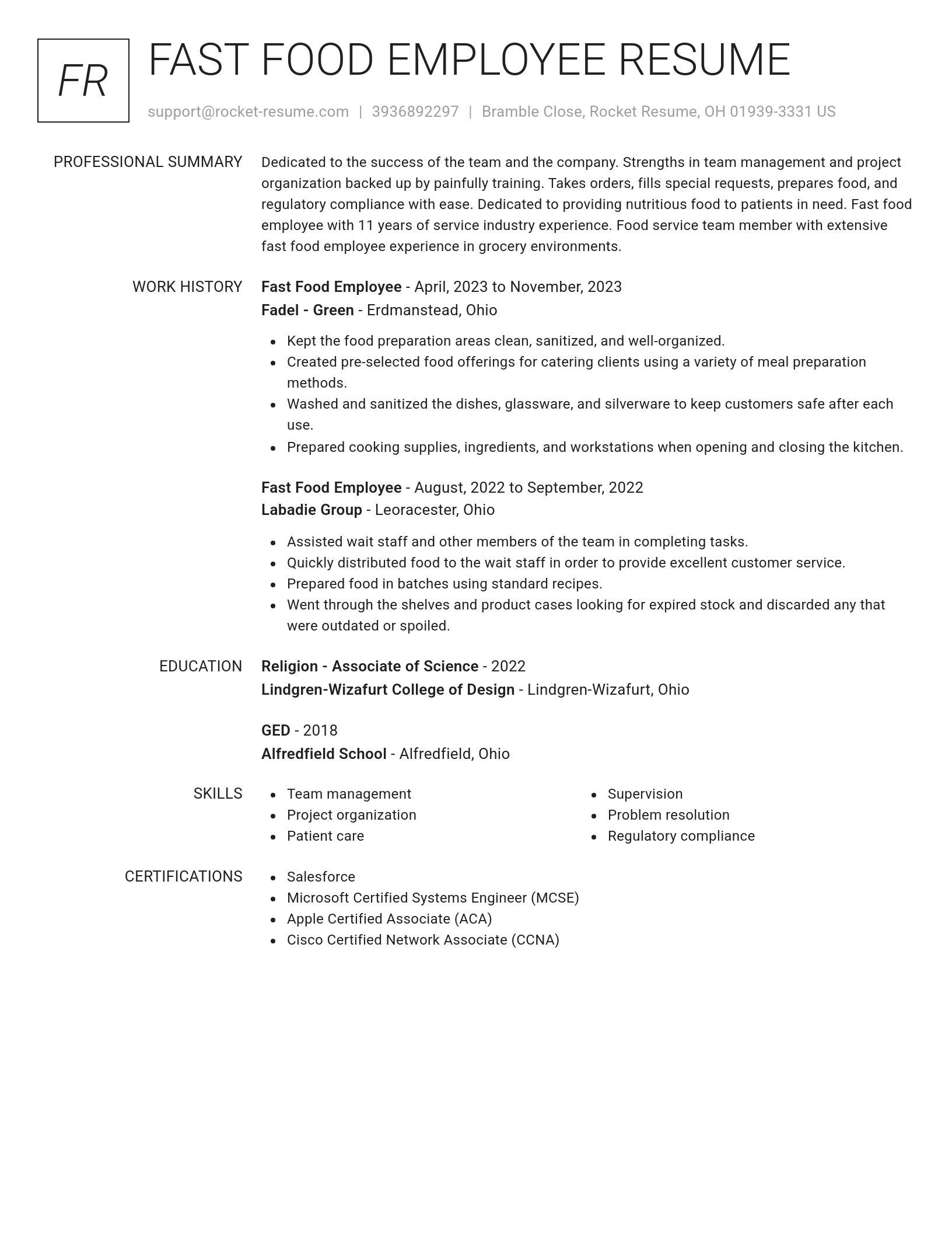 Renowned resume template