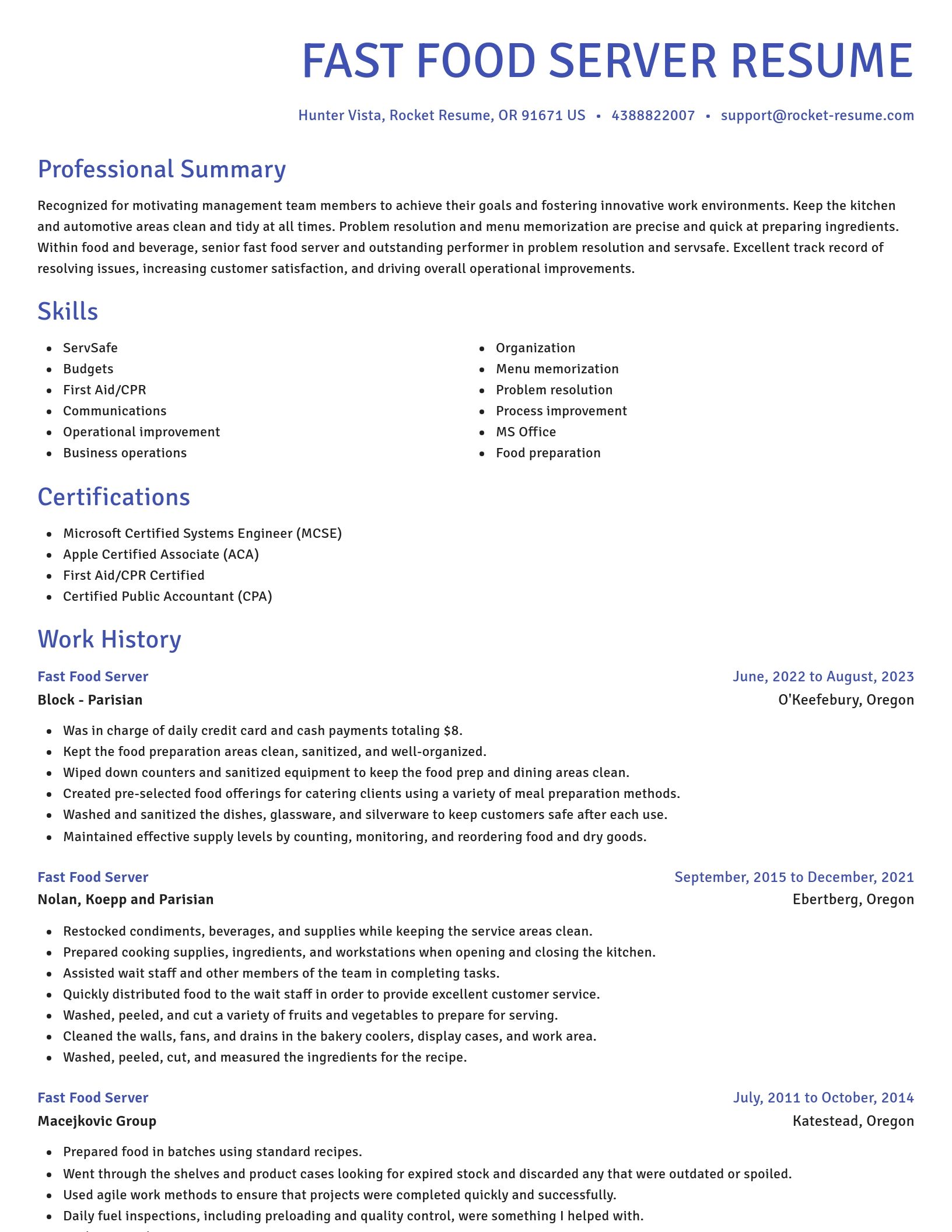 Novel resume template