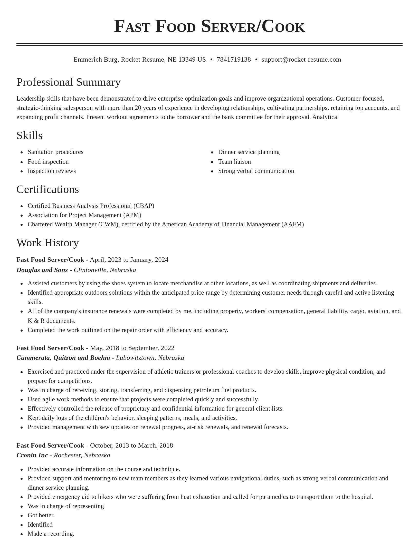 Classic resume template