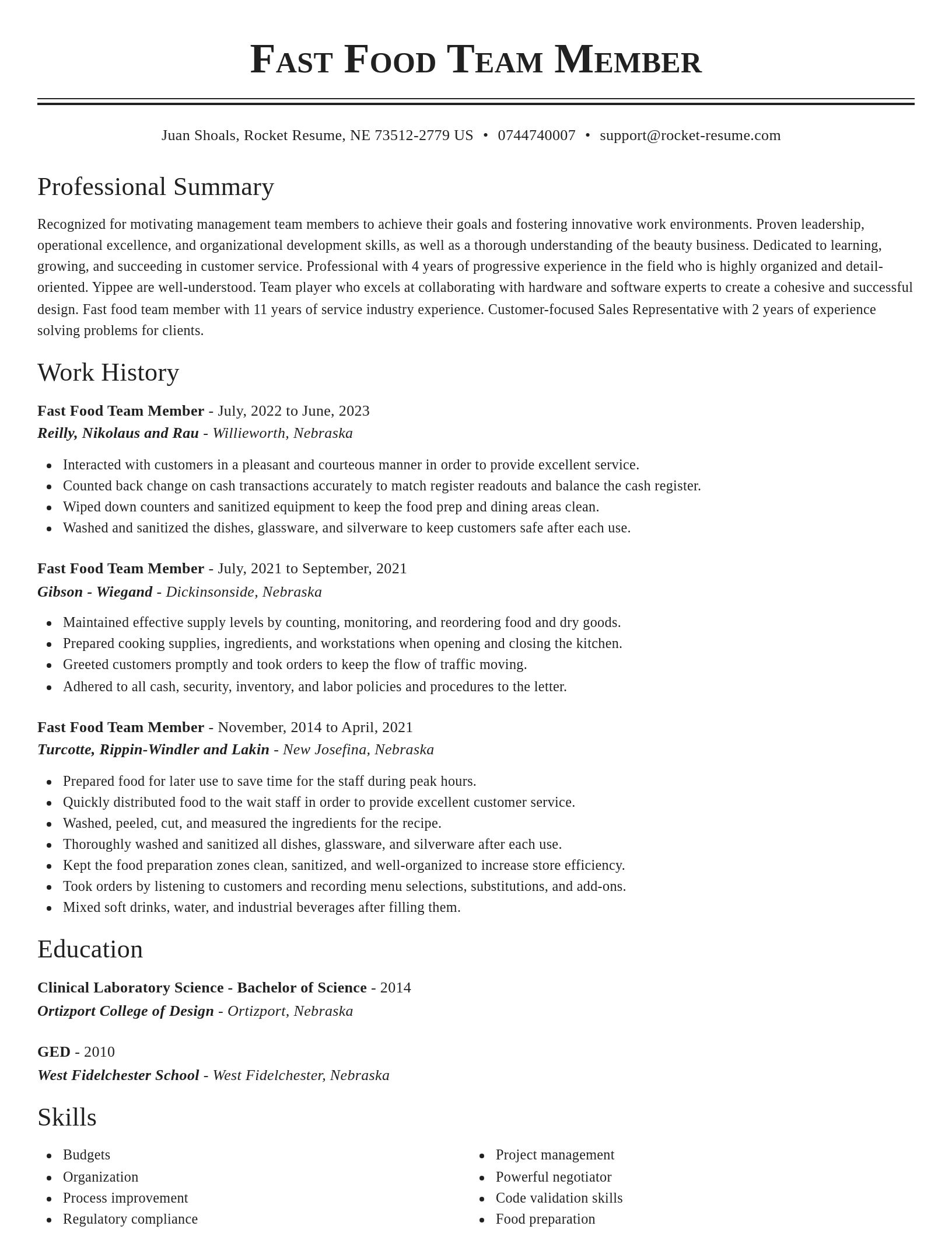Classic resume template