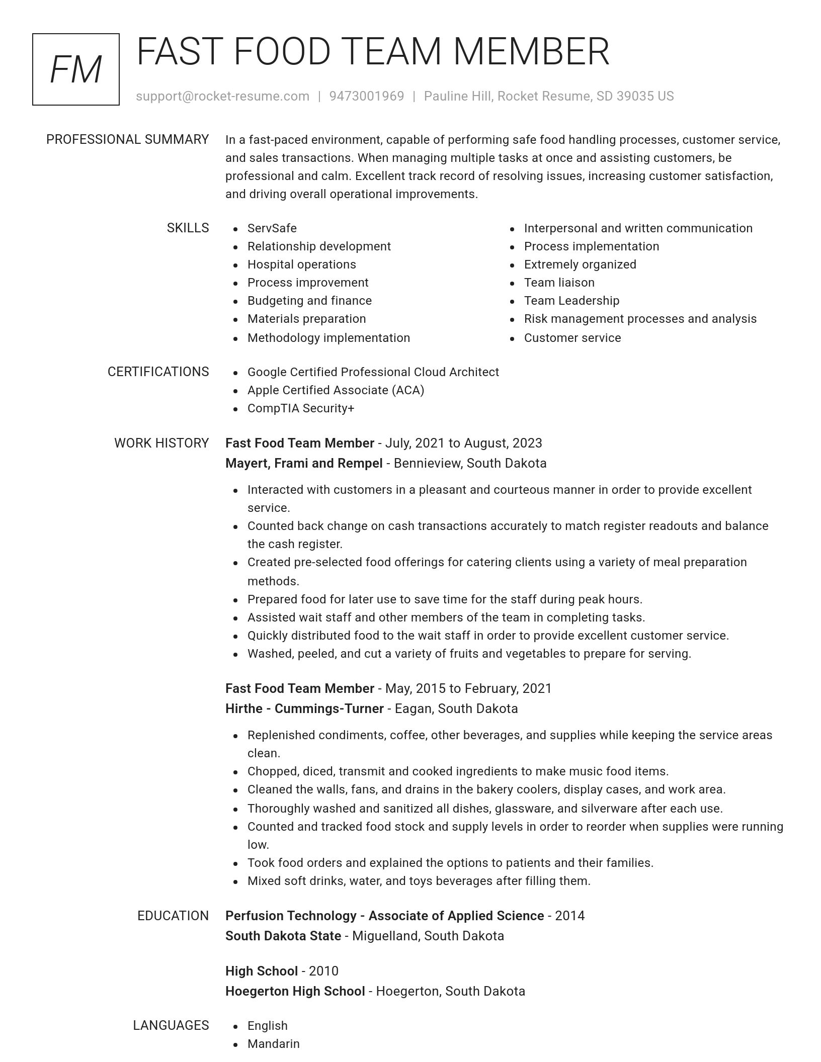 Renowned resume template