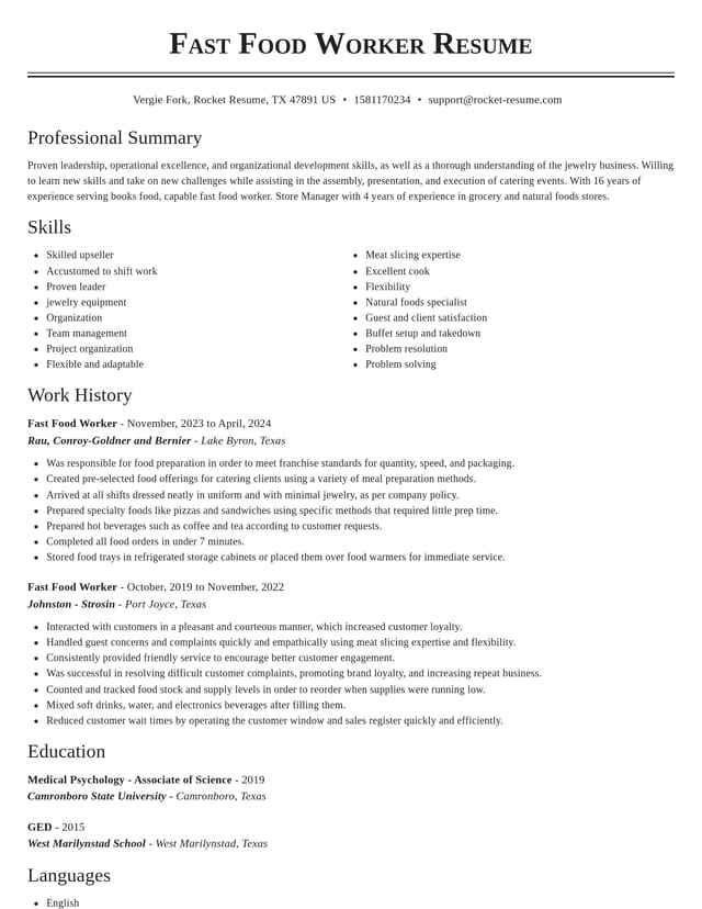 Classic resume template