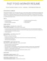 Fast Food Worker resume template