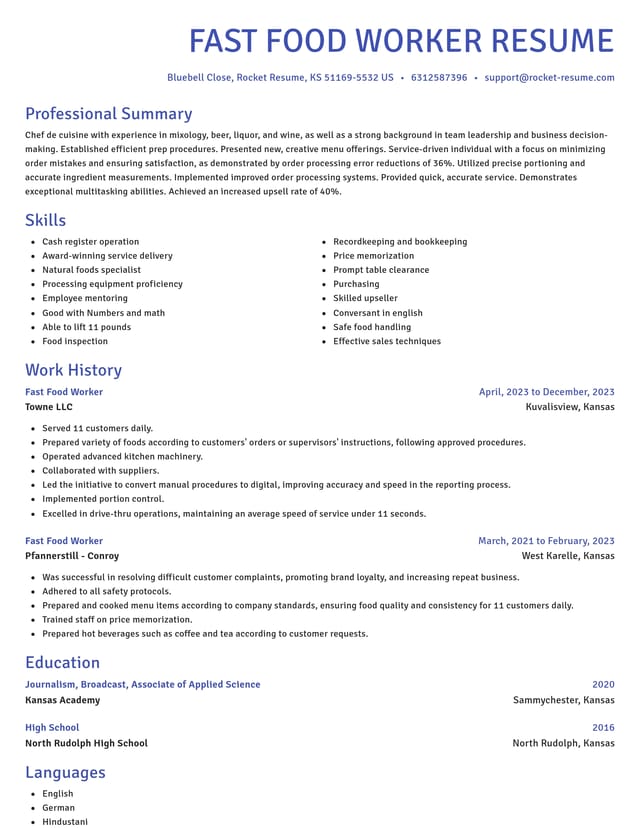 Novel resume template