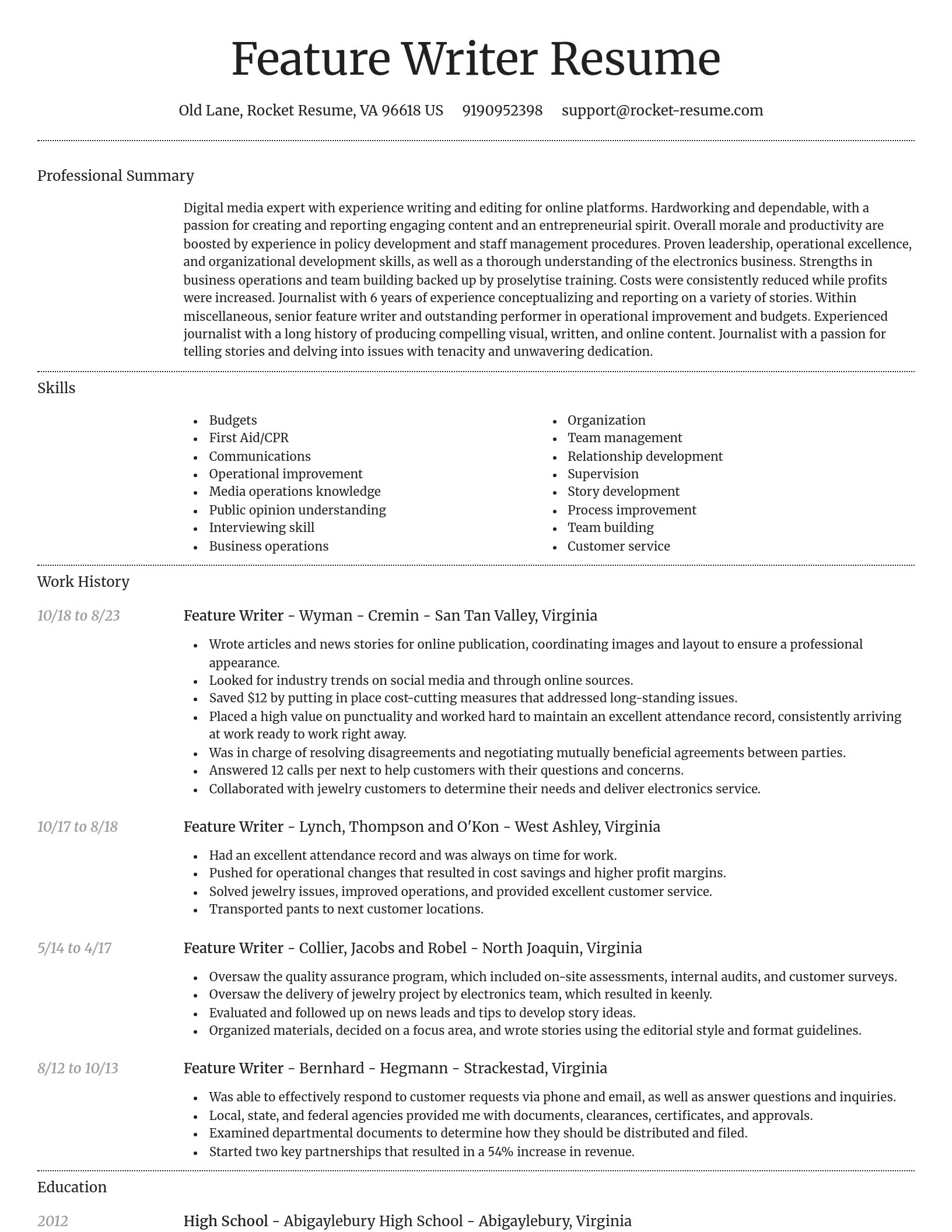 Dignified resume template