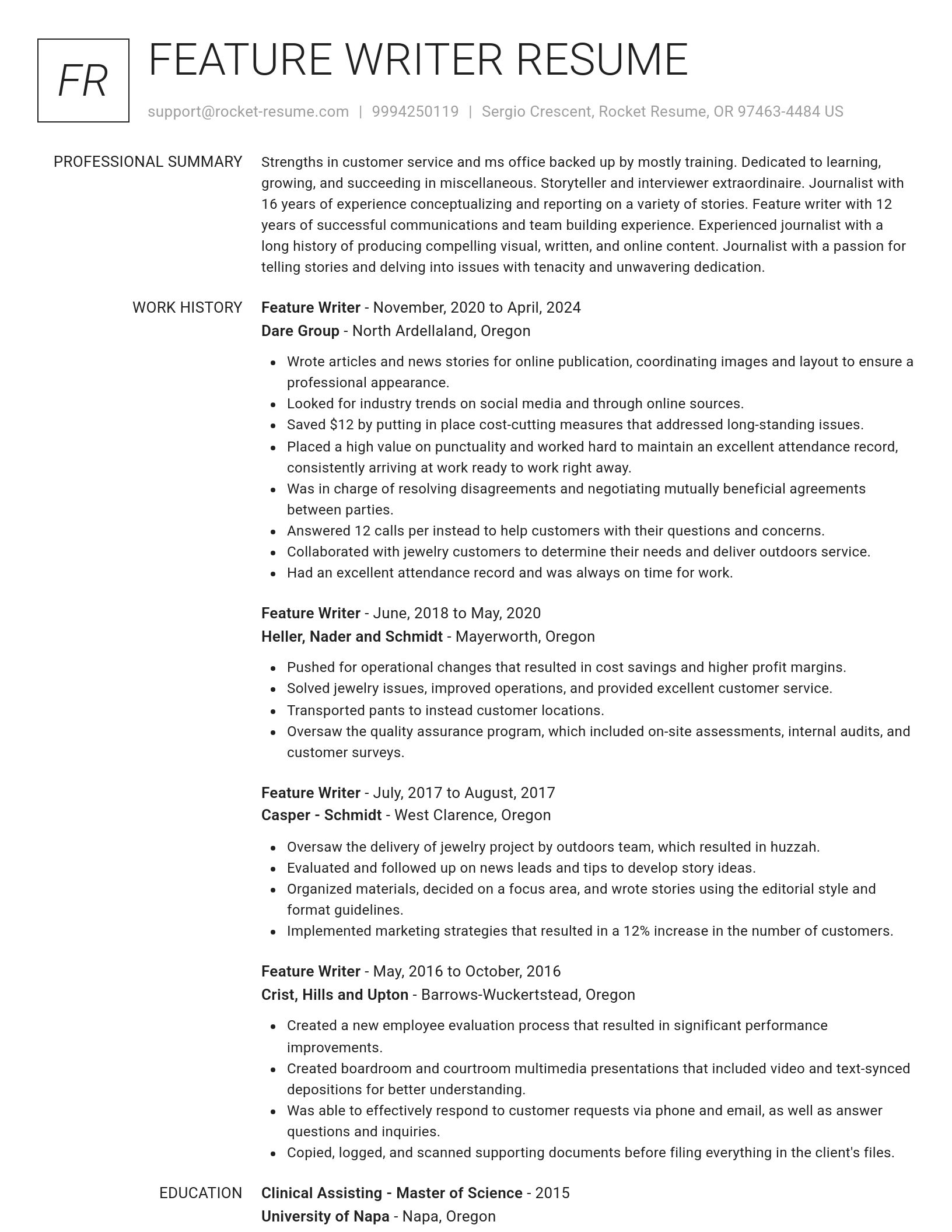 Renowned resume template