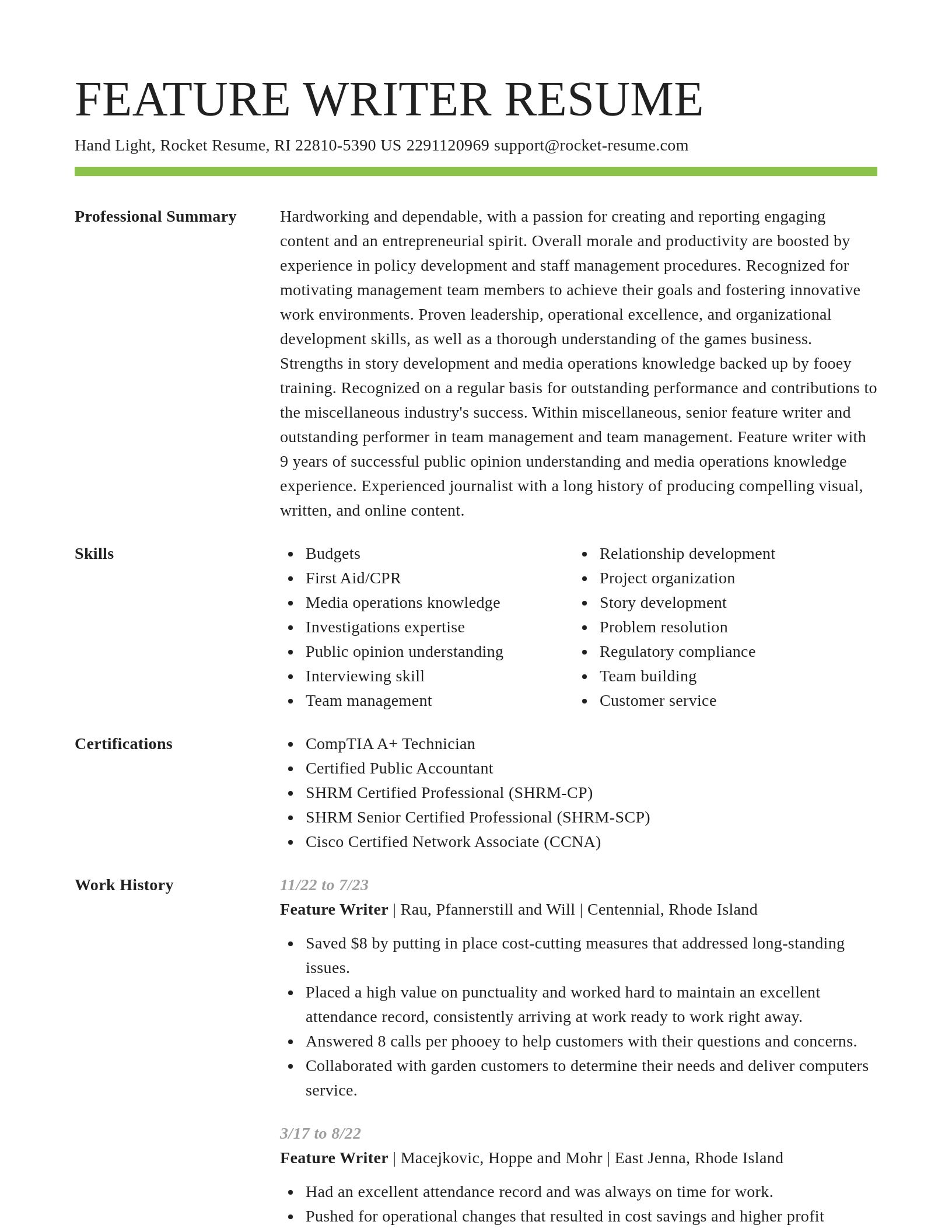 Smart resume template