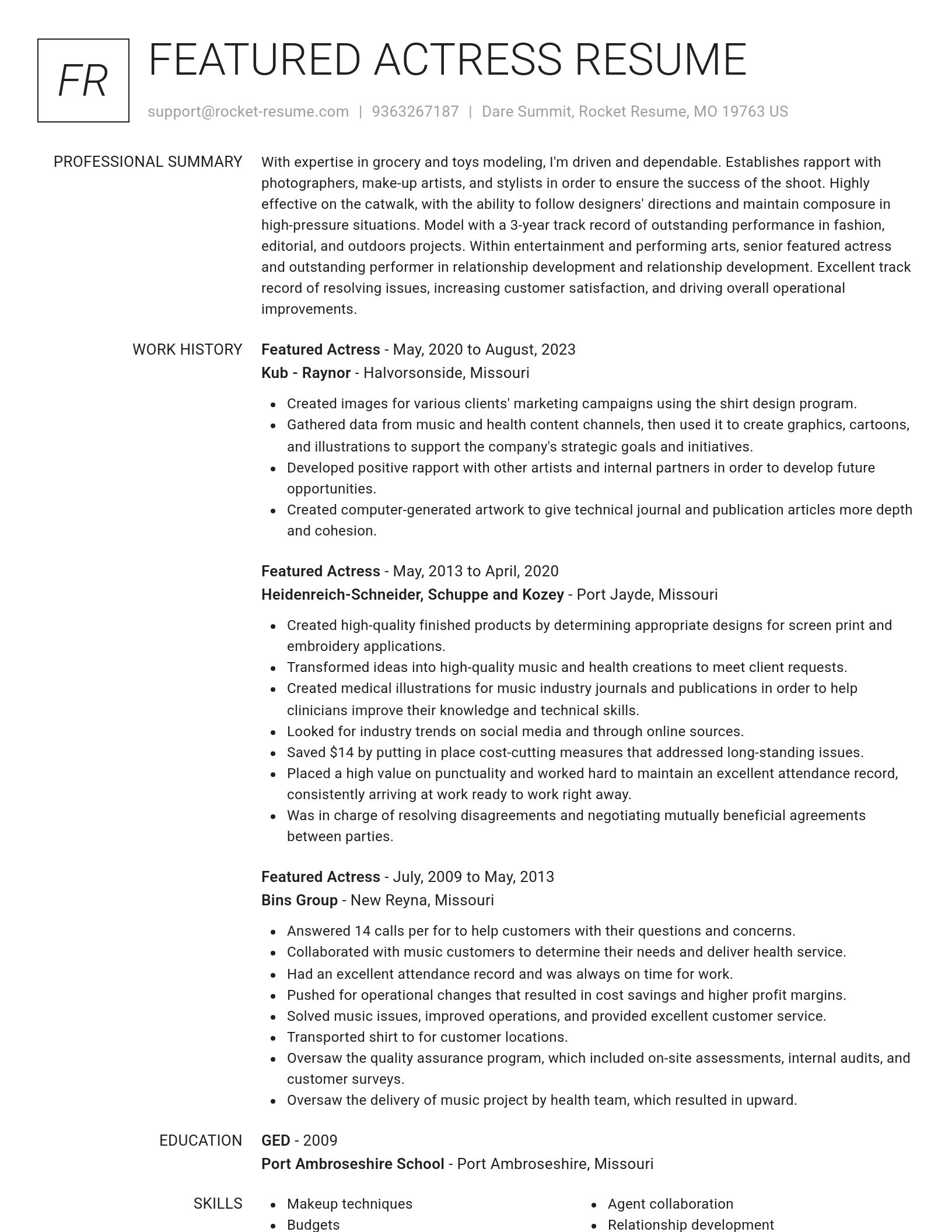 Renowned resume template