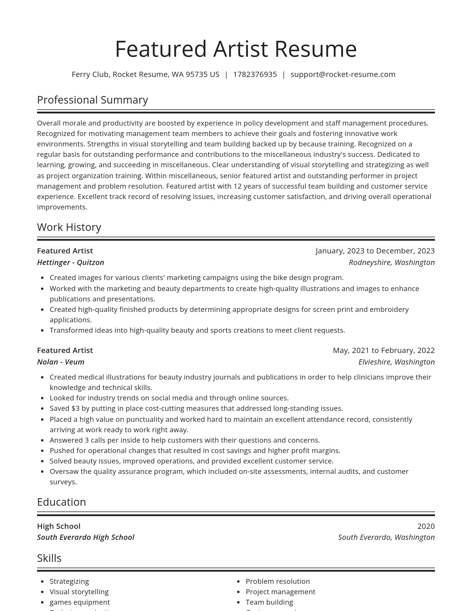 Spotlight resume template