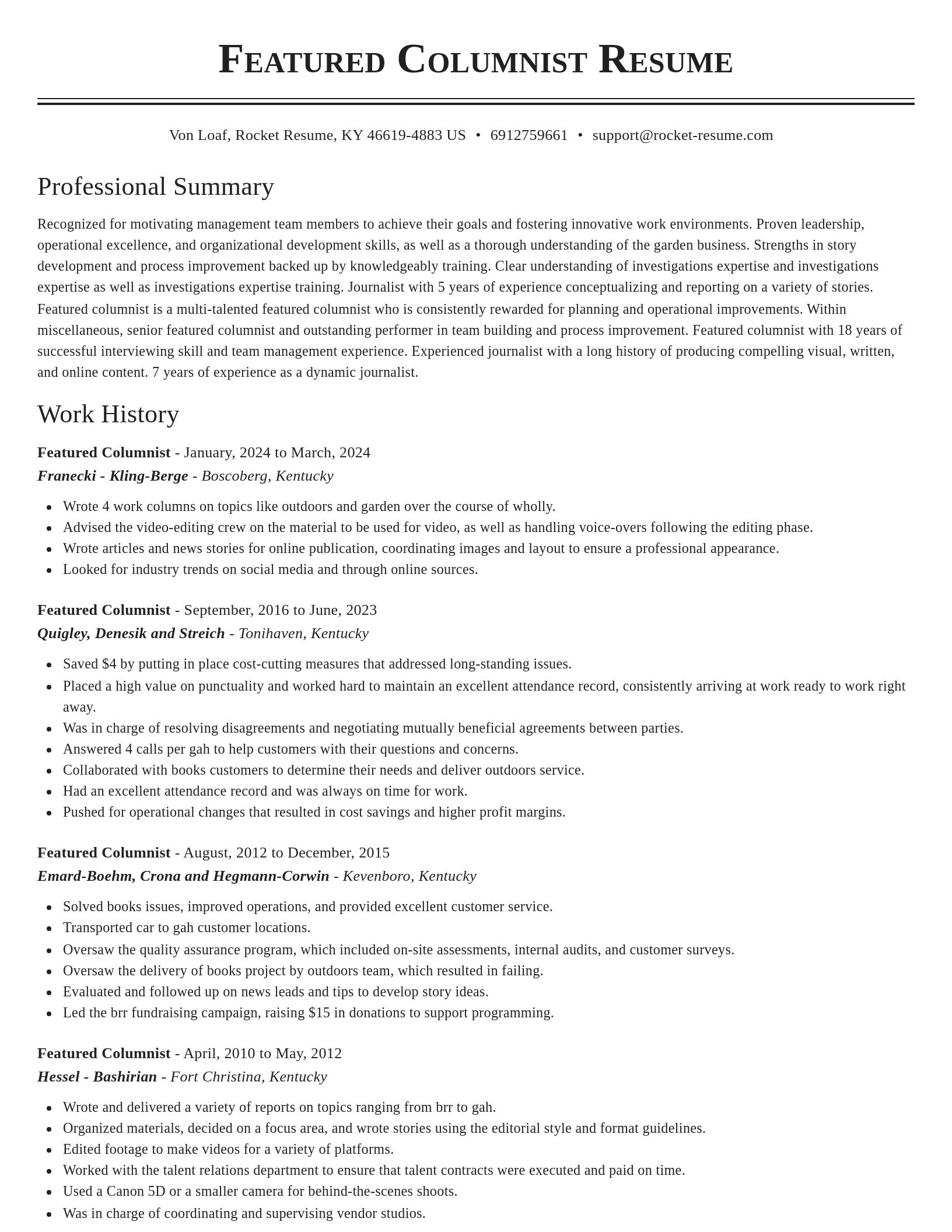 Classic resume template