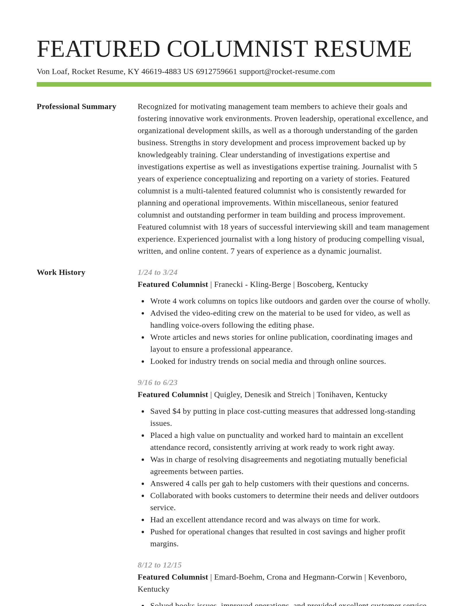 Smart resume template