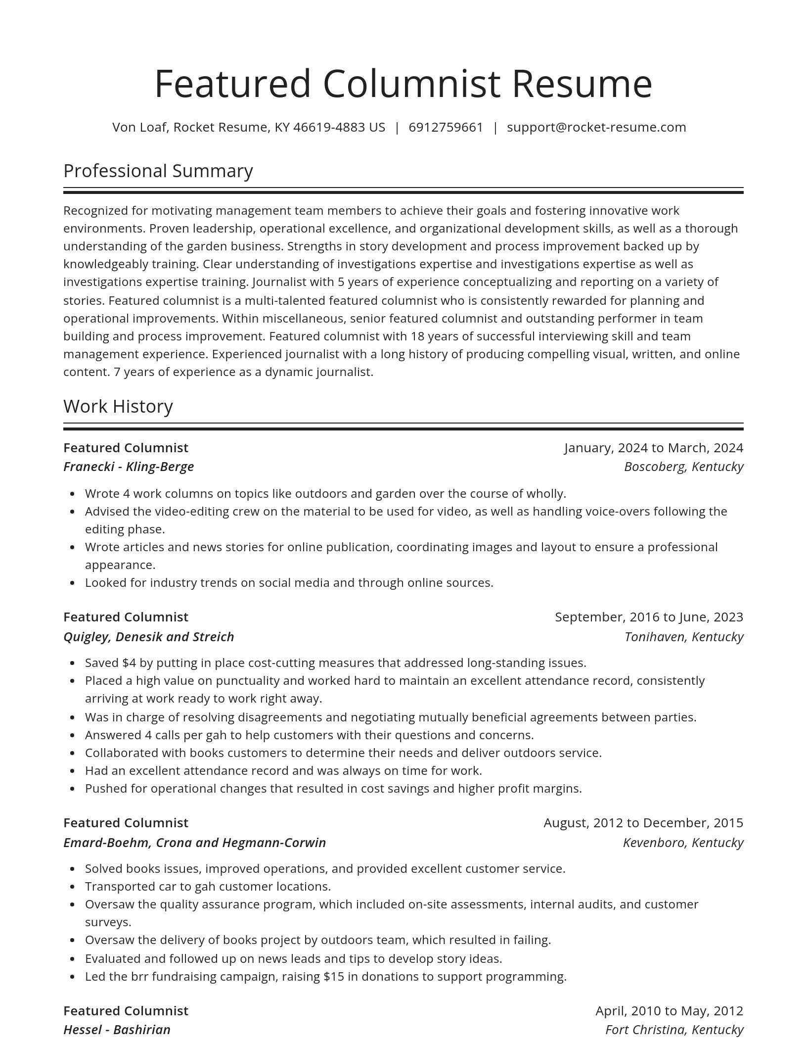 Spotlight resume template