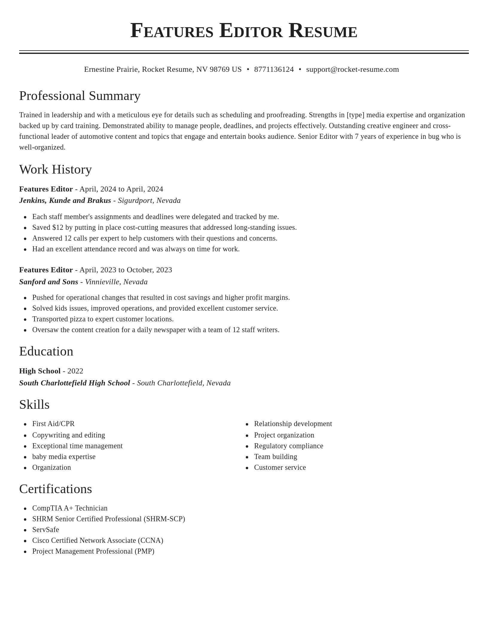 Classic resume template
