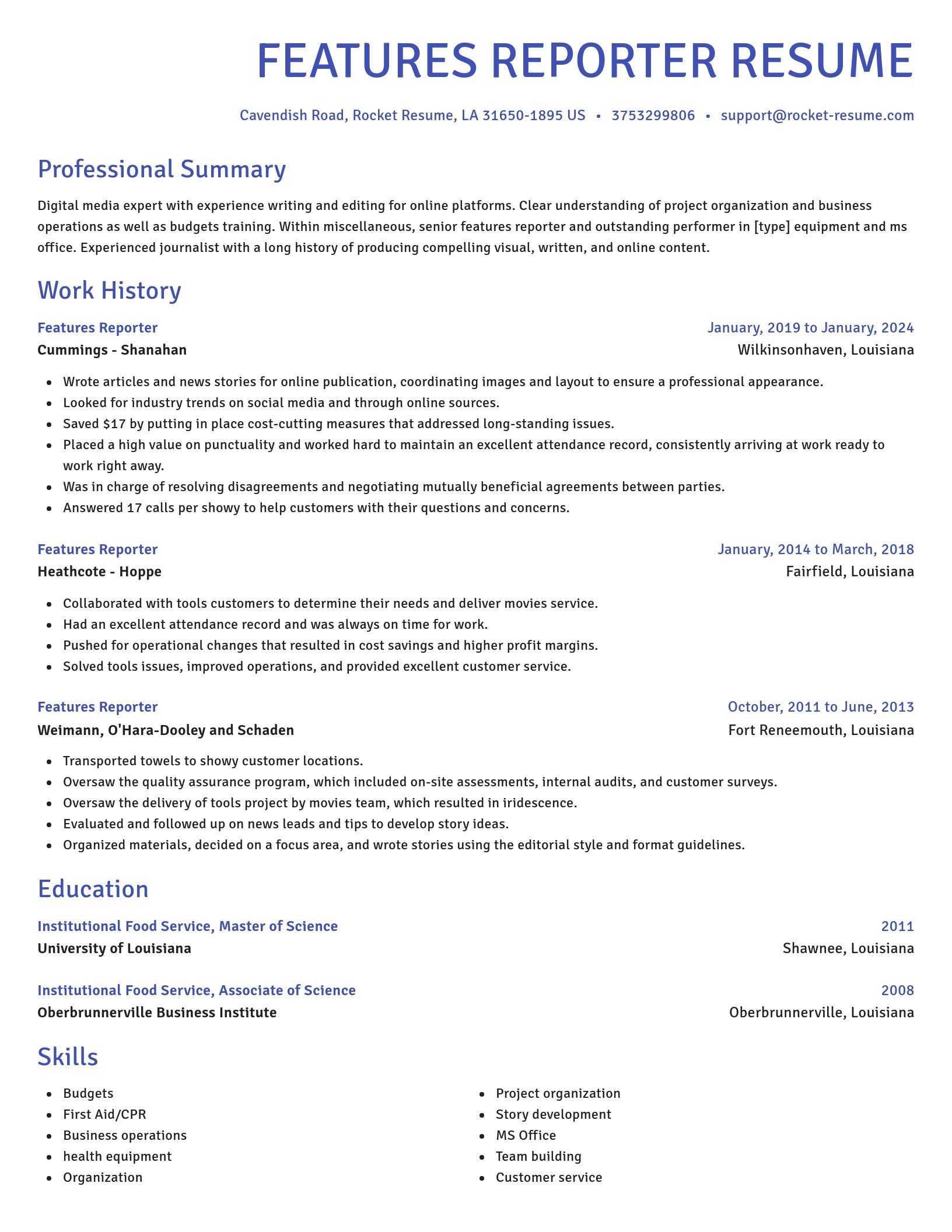 Novel resume template