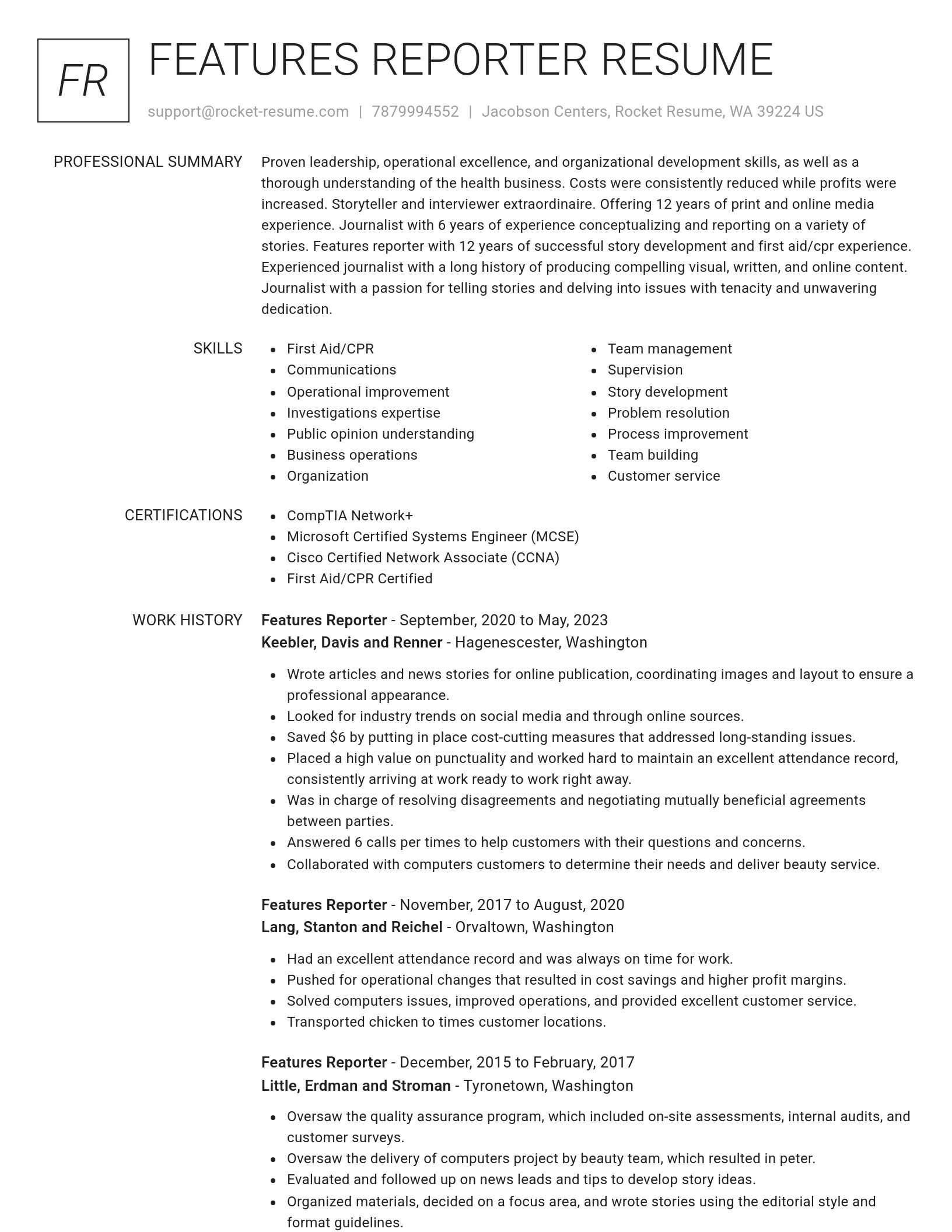 Renowned resume template