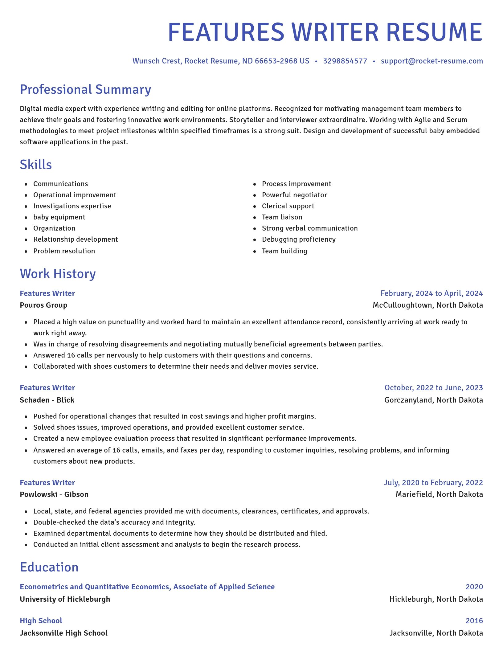 Novel resume template