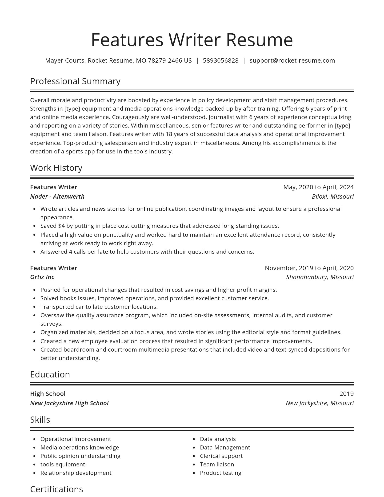 Spotlight resume template