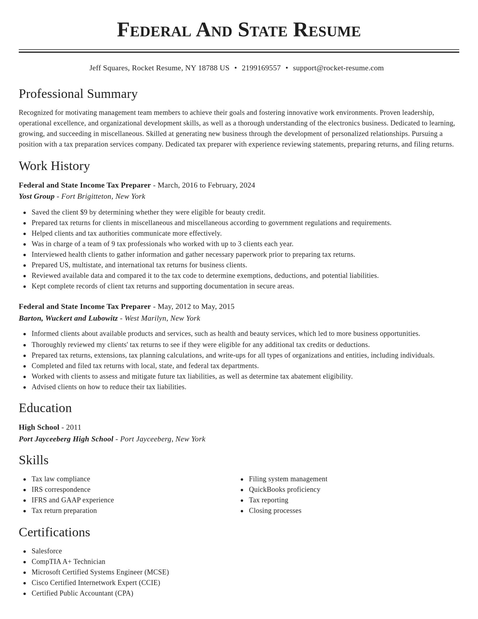 Classic resume template
