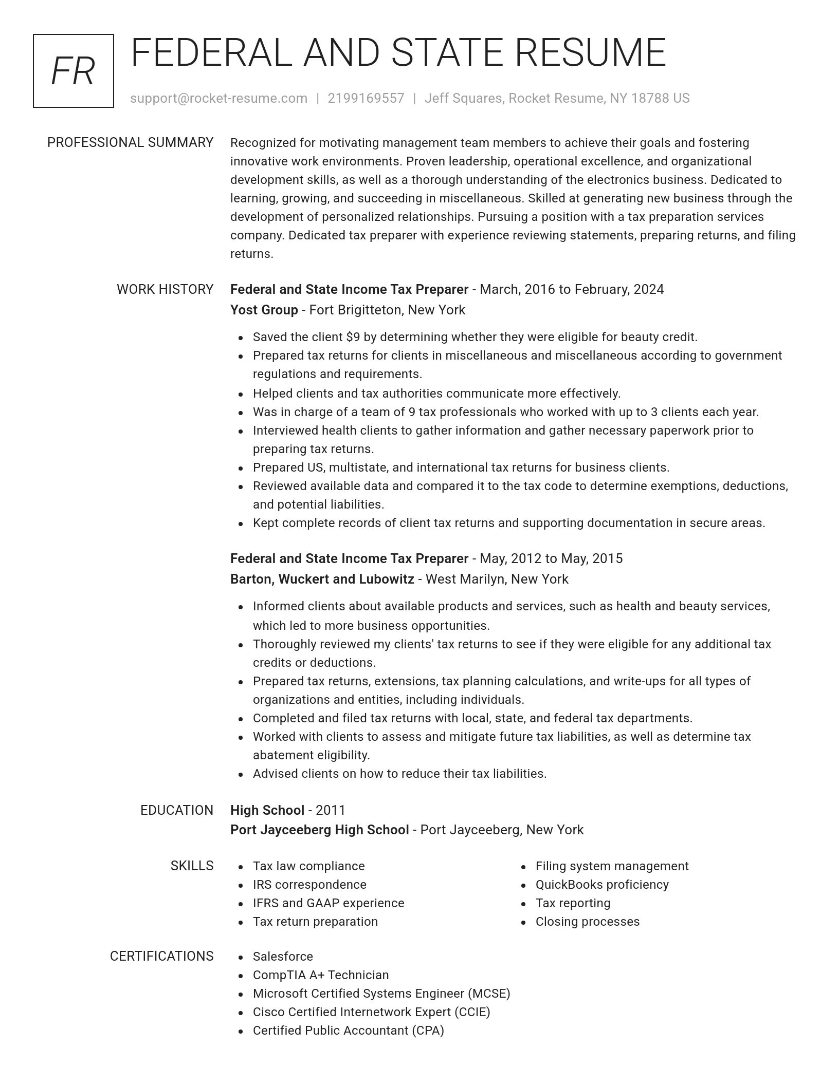 Renowned resume template