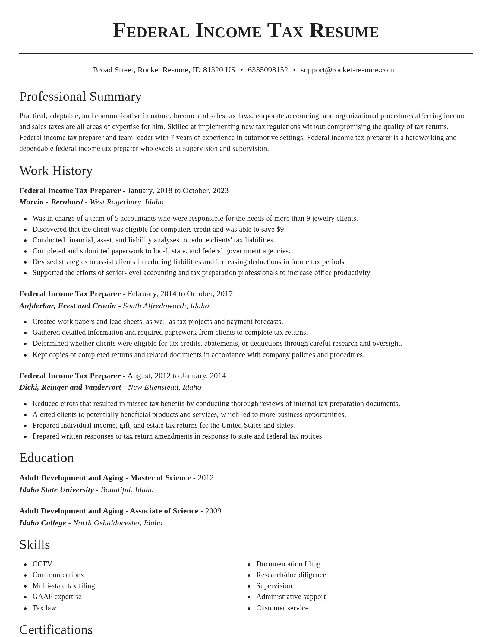 Classic resume template