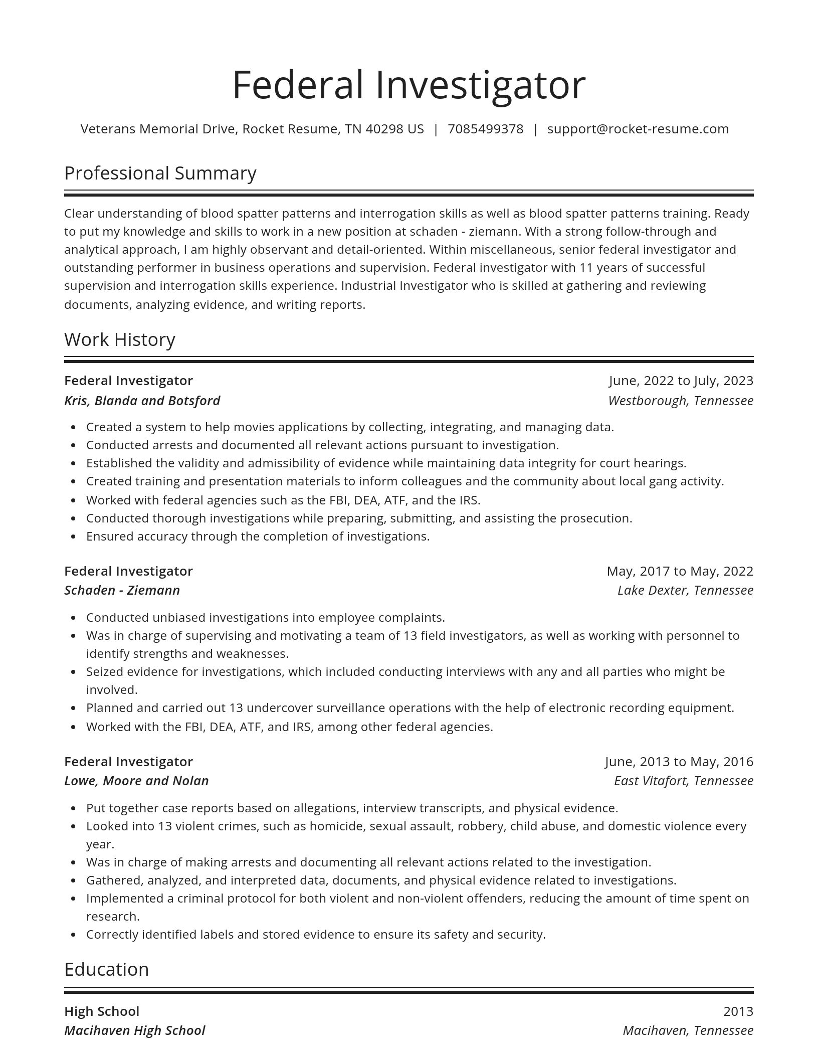Spotlight resume template
