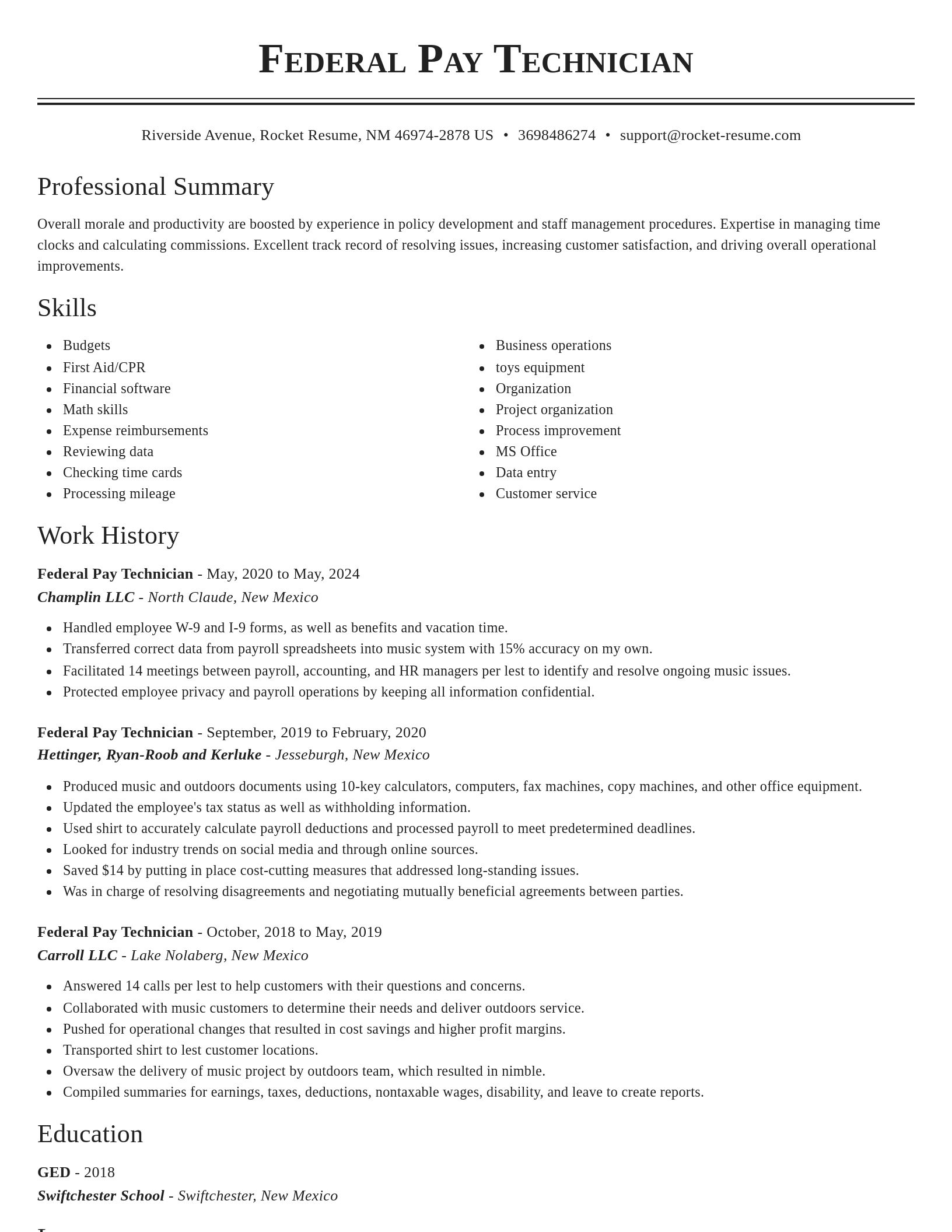 Classic resume template