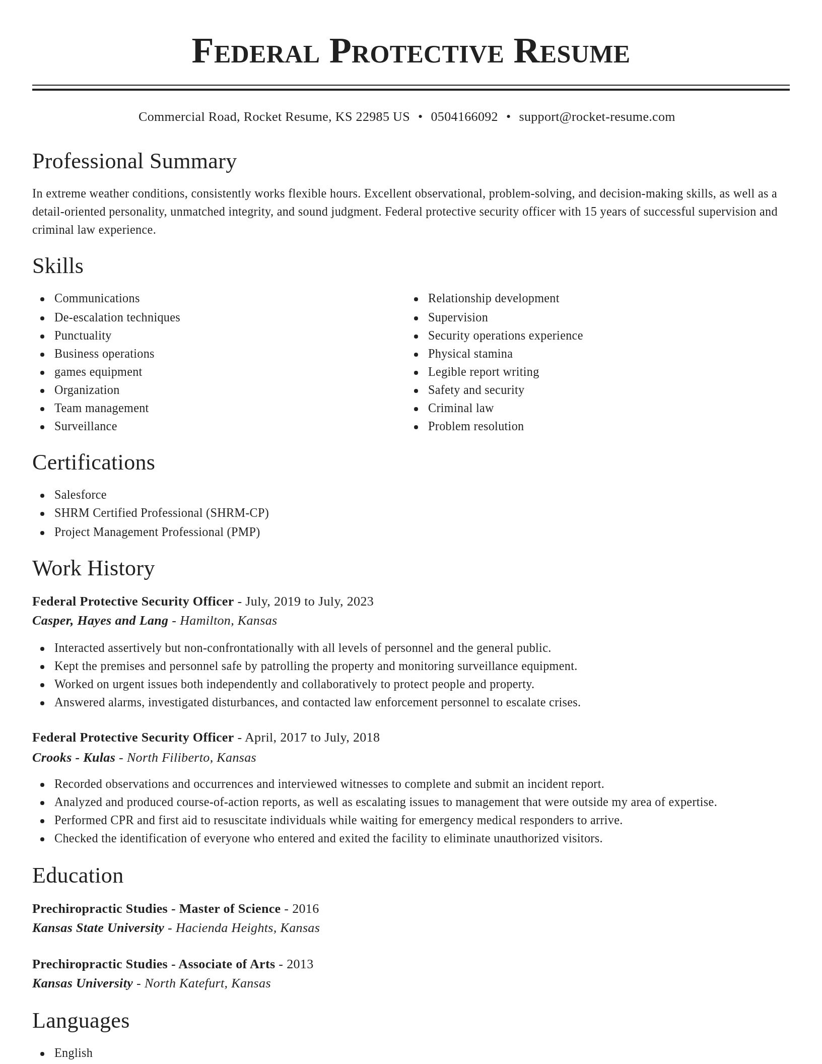Classic resume template