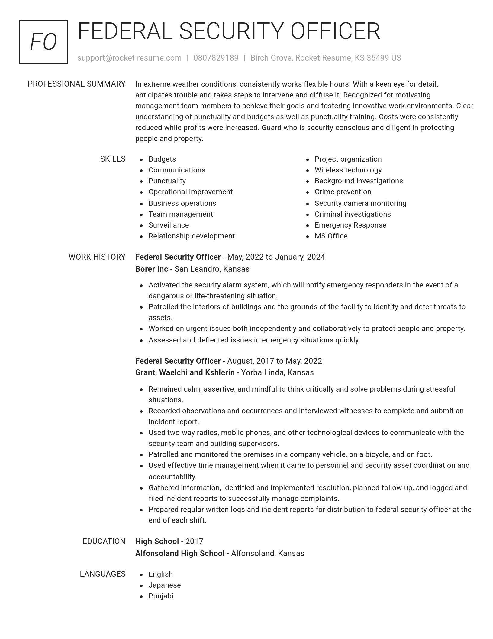 Renowned resume template