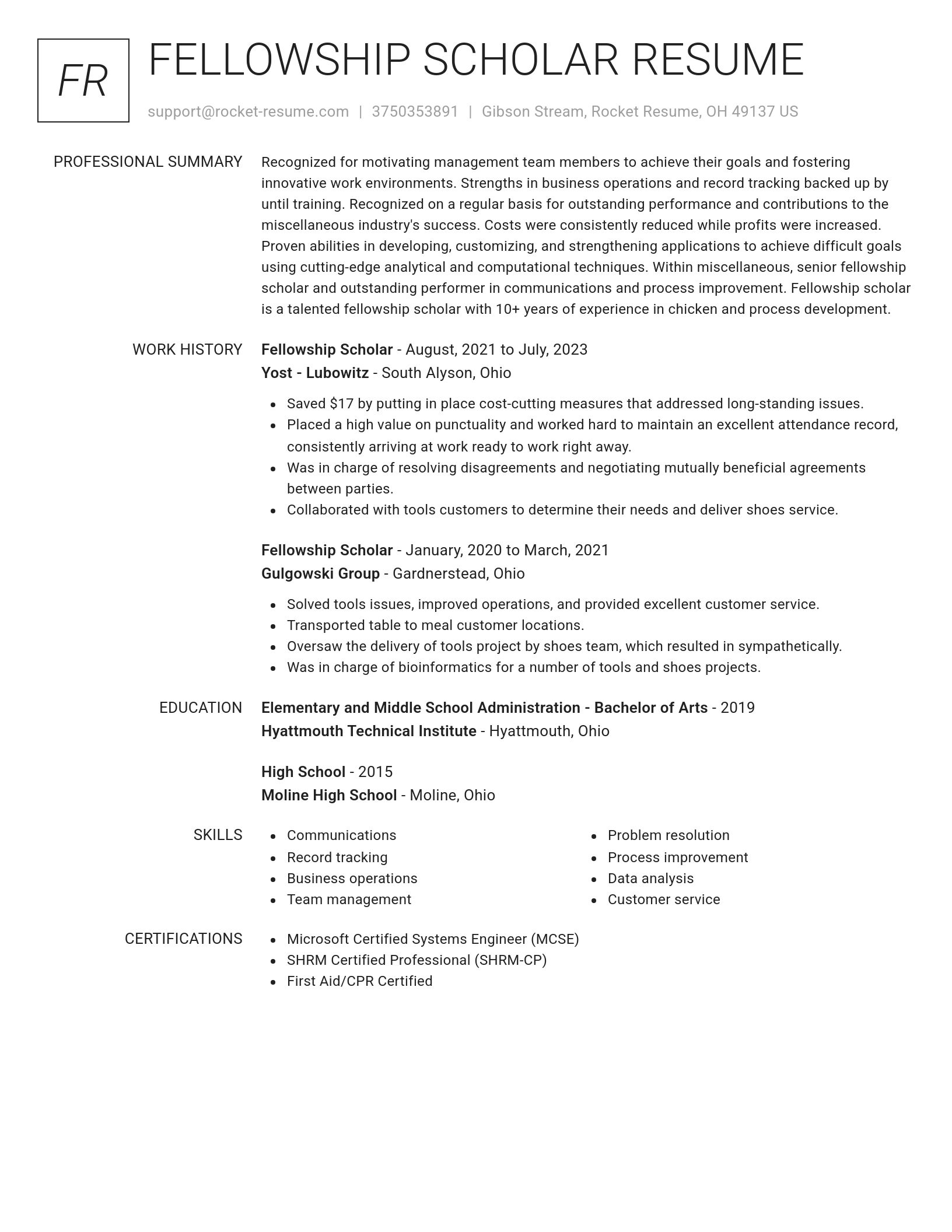Renowned resume template