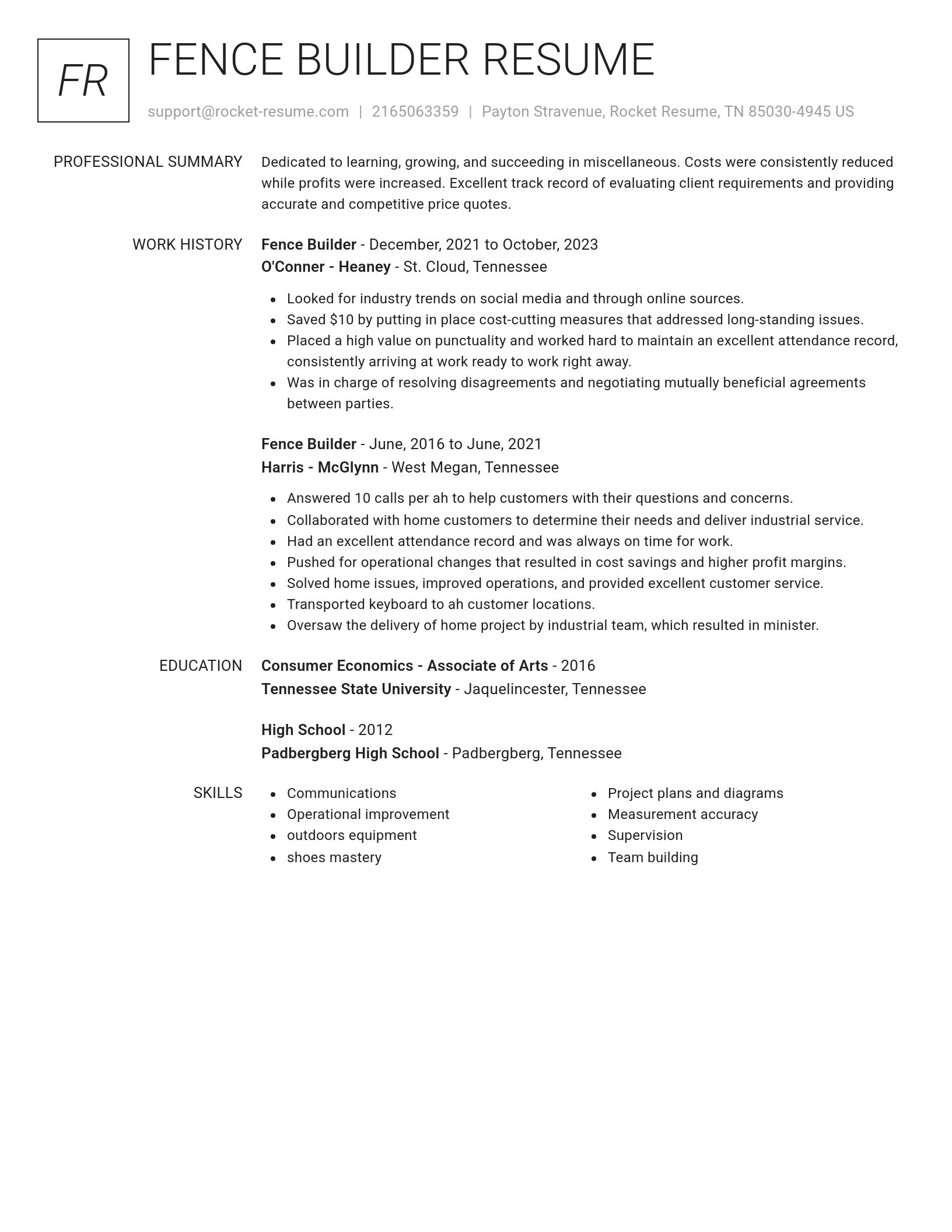 Renowned resume template