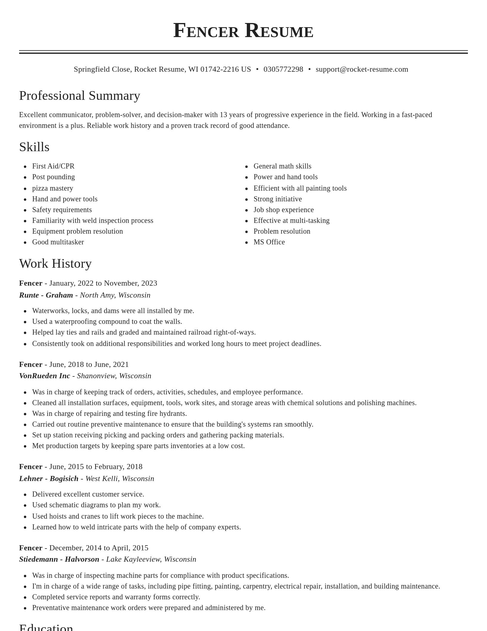Classic resume template