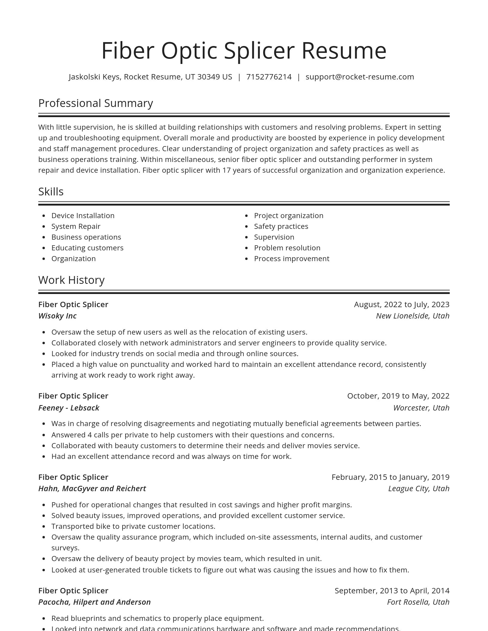 Spotlight resume template