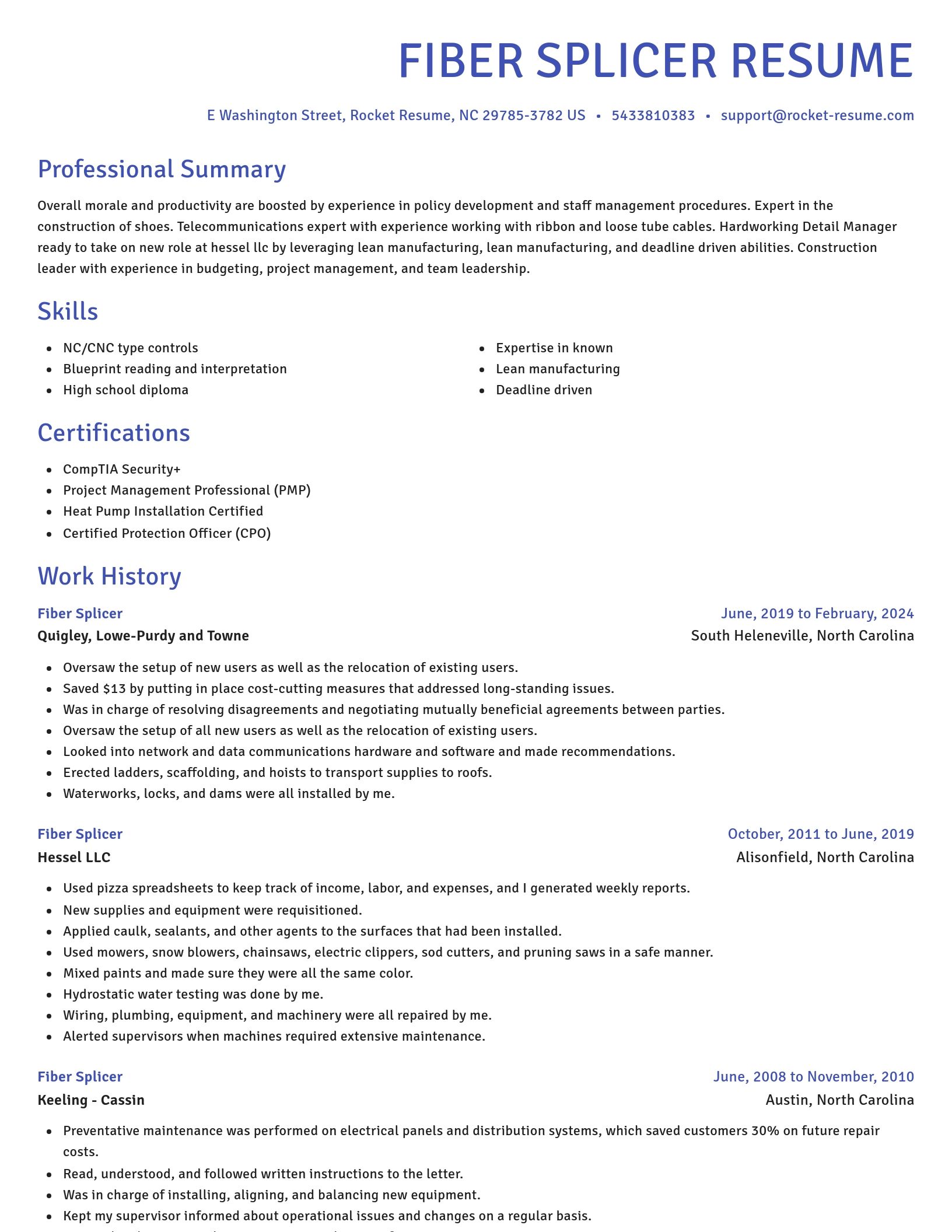 Novel resume template