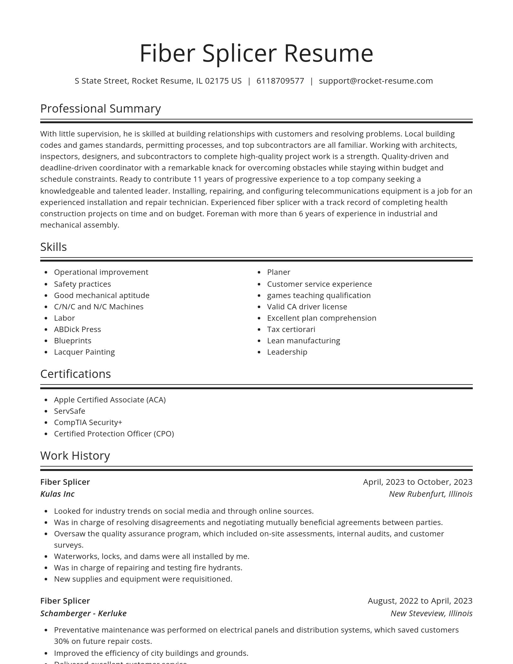 Spotlight resume template