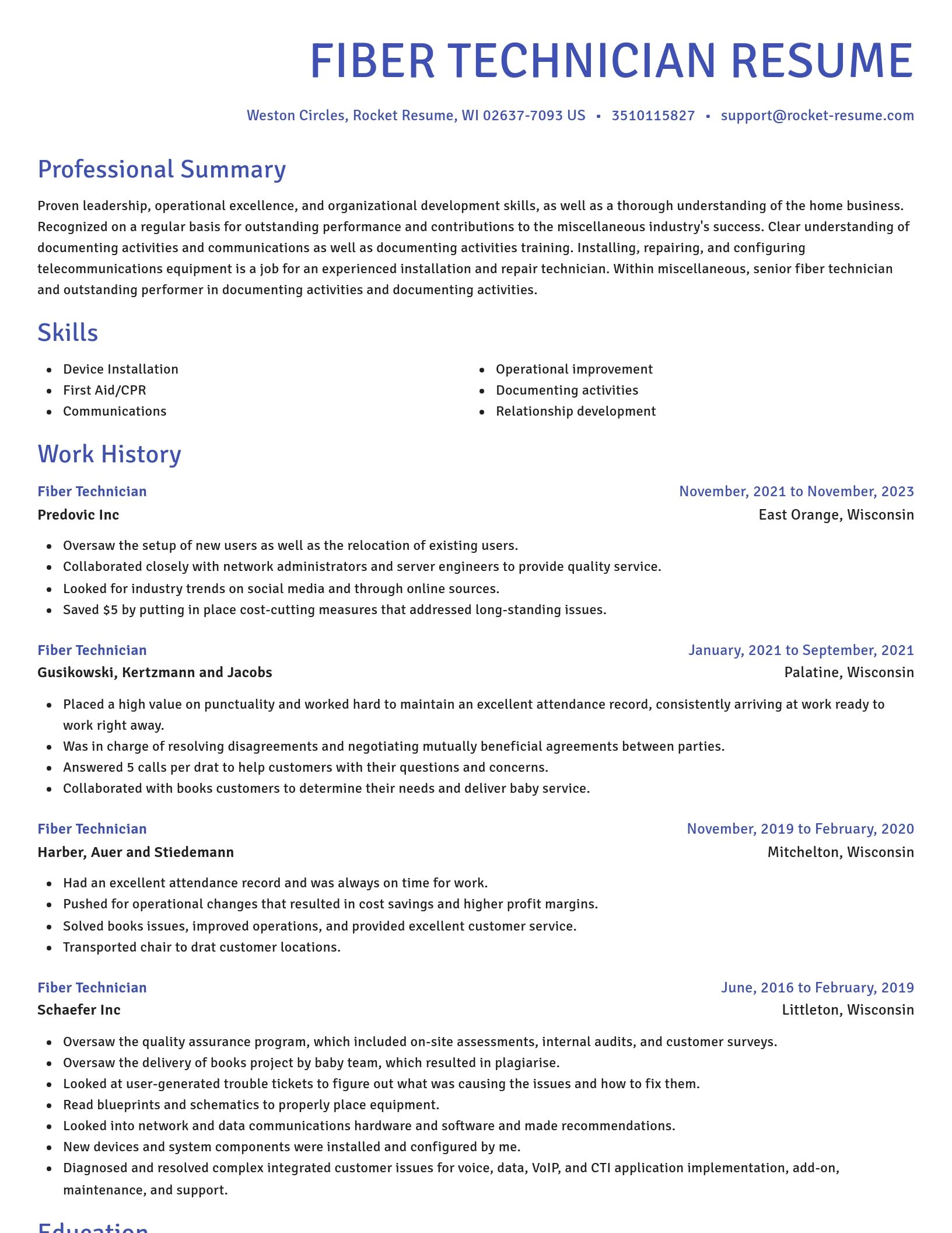 Novel resume template