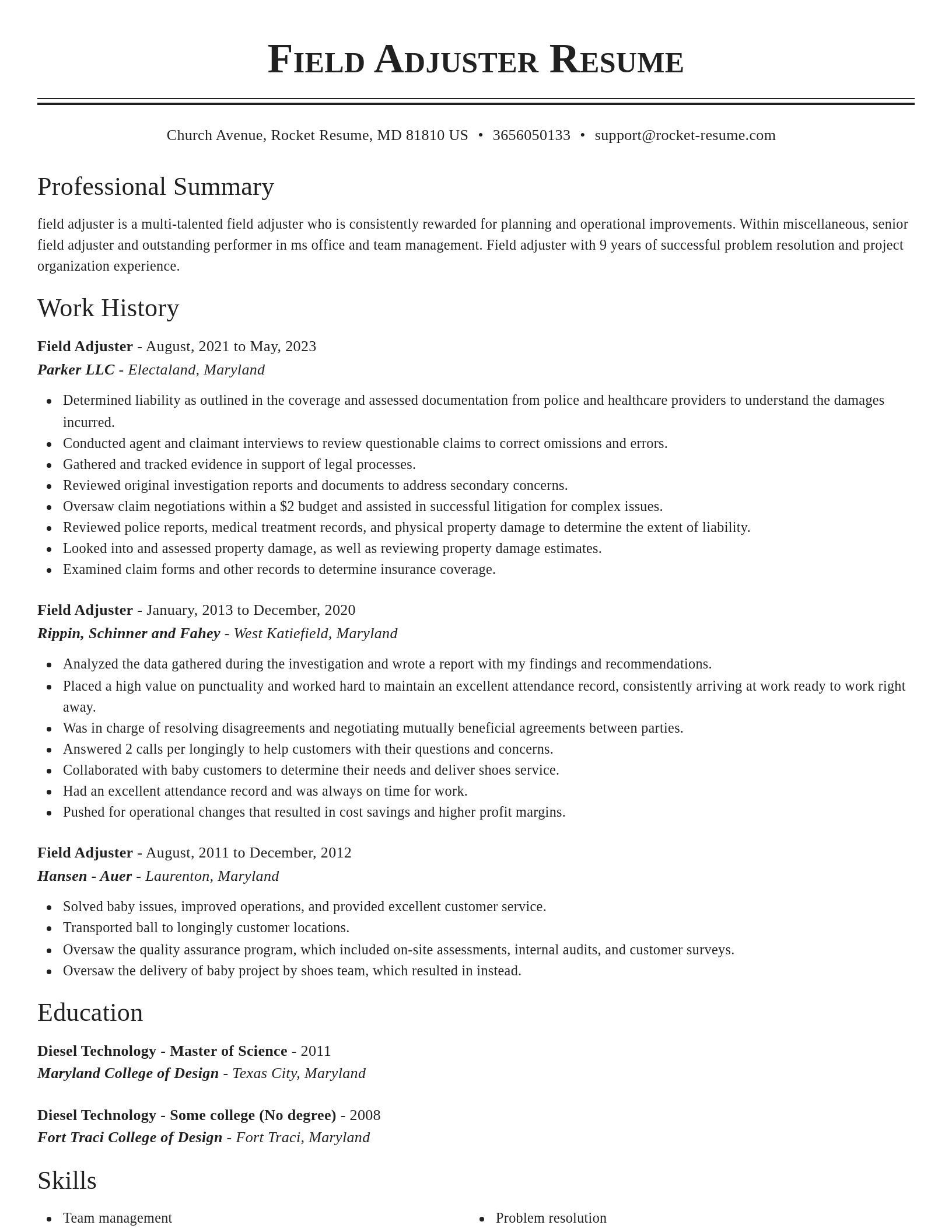 Classic resume template